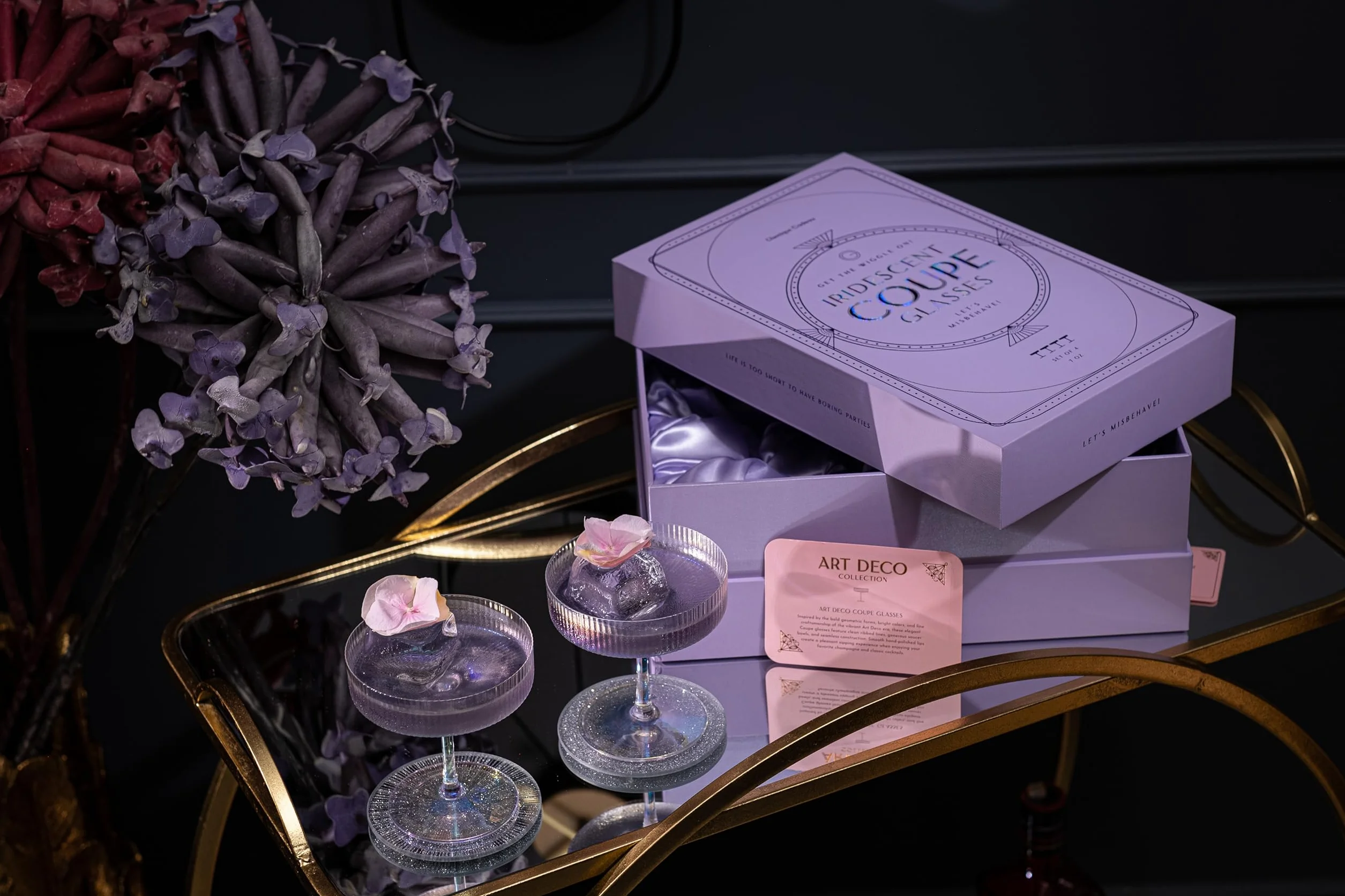 Kieliszki Coupe Tęczowe 200 ml Zestaw 4 szt. GLASSIQUE CADEAU Kryształowe Naczynia Koktajlowe
