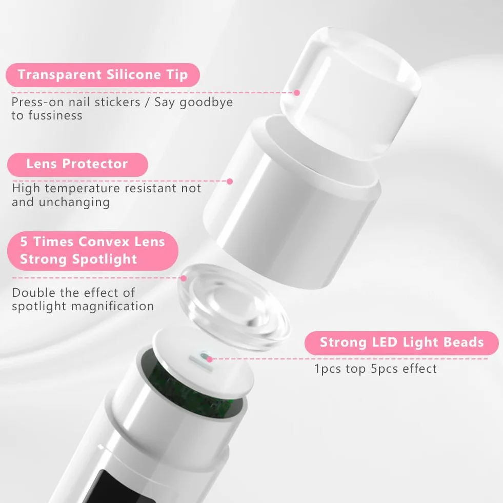 URAQT Lampa żelowa UV do paznokci, przenośna mini lampa UV LED do paznokci z akumulatorem USB, suszarka do paznokci, salon suszarka do paznokci idealna do wszystkich żeli, A