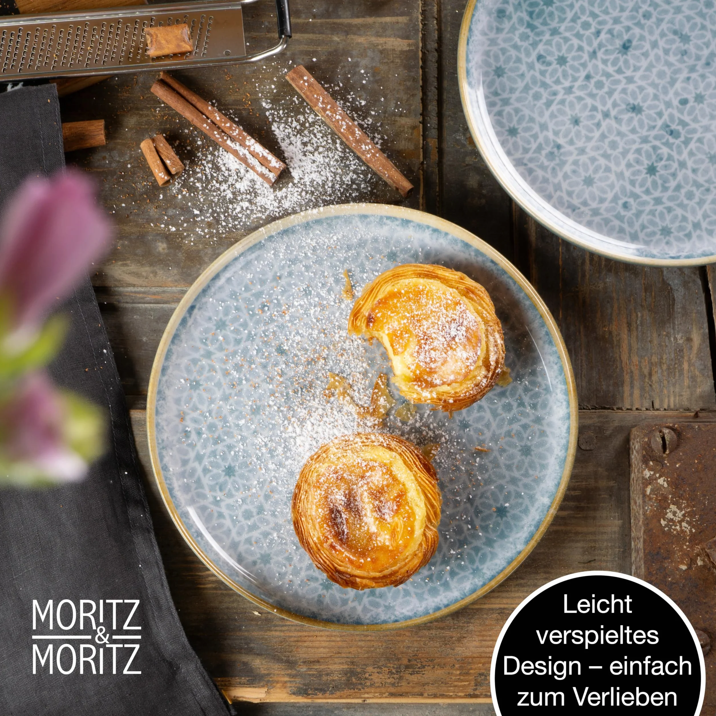 Moritz & Moritz TERRA 6-częściowy zestaw talerzy deserowych Ø 20,5 cm porcelana lazurowy