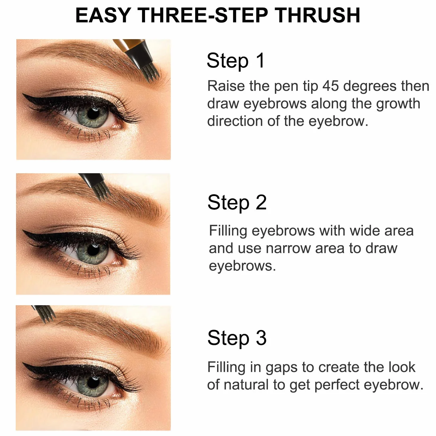 Boobeen Waterproof Eyebrow Pen - ołówek do brwi z aplikatorem z końcówką Micro-Fork - bez wysiłku tworzy naturalnie wyglądający makijaż brwi