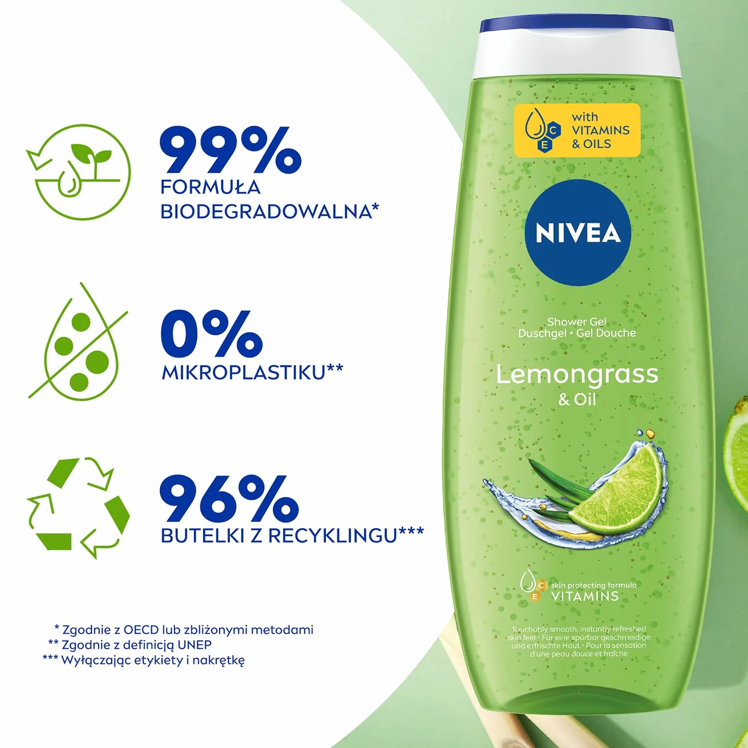 NIVEA Lemongrass & Oil Odświeżający żel pod prysznic do ciała 500 ml