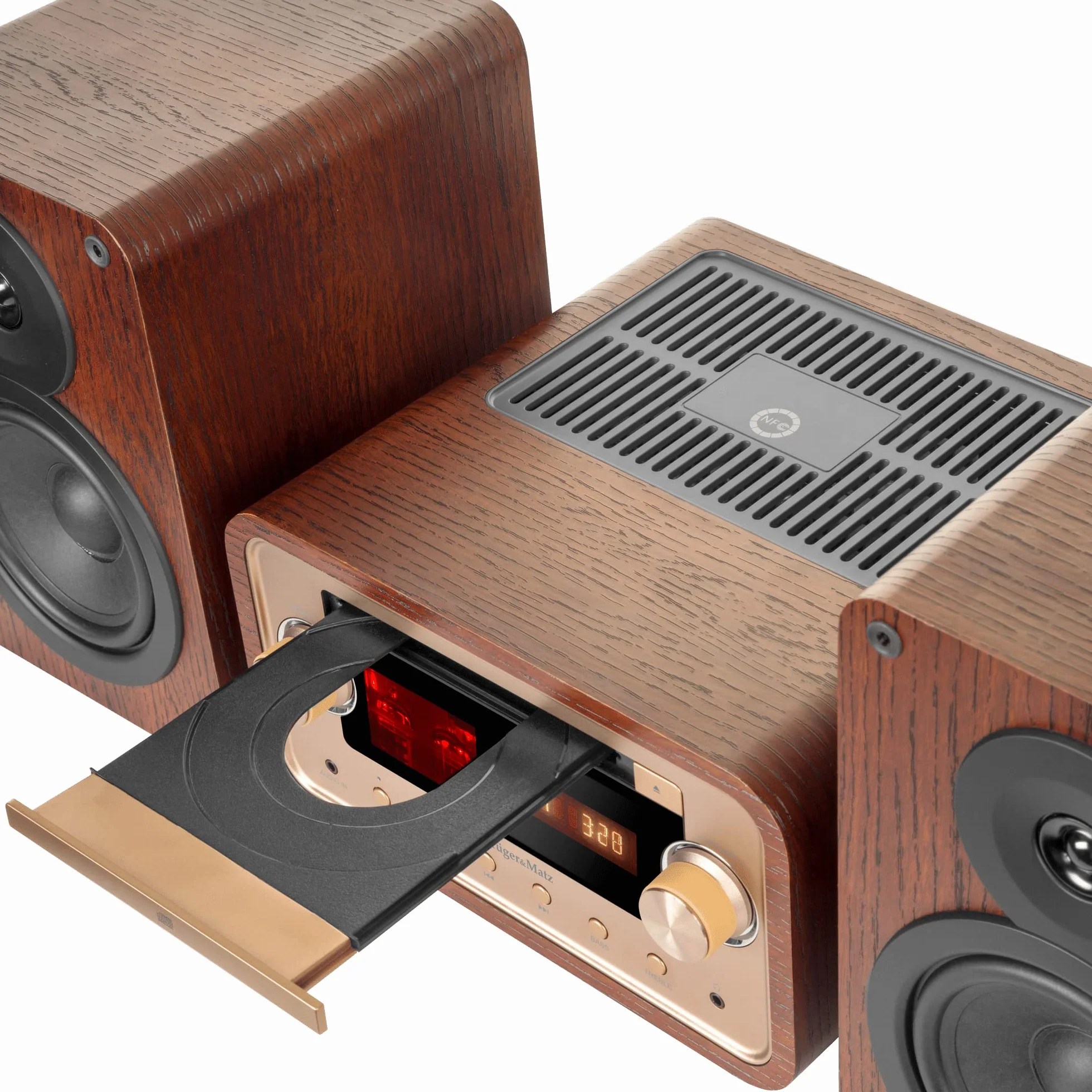 Krüger&Matz Wieża Lampowa 2x30W KM1961 CD, USB, Bluetooth + NFC, radio cyfrowe DAB+, FM, Brązowy