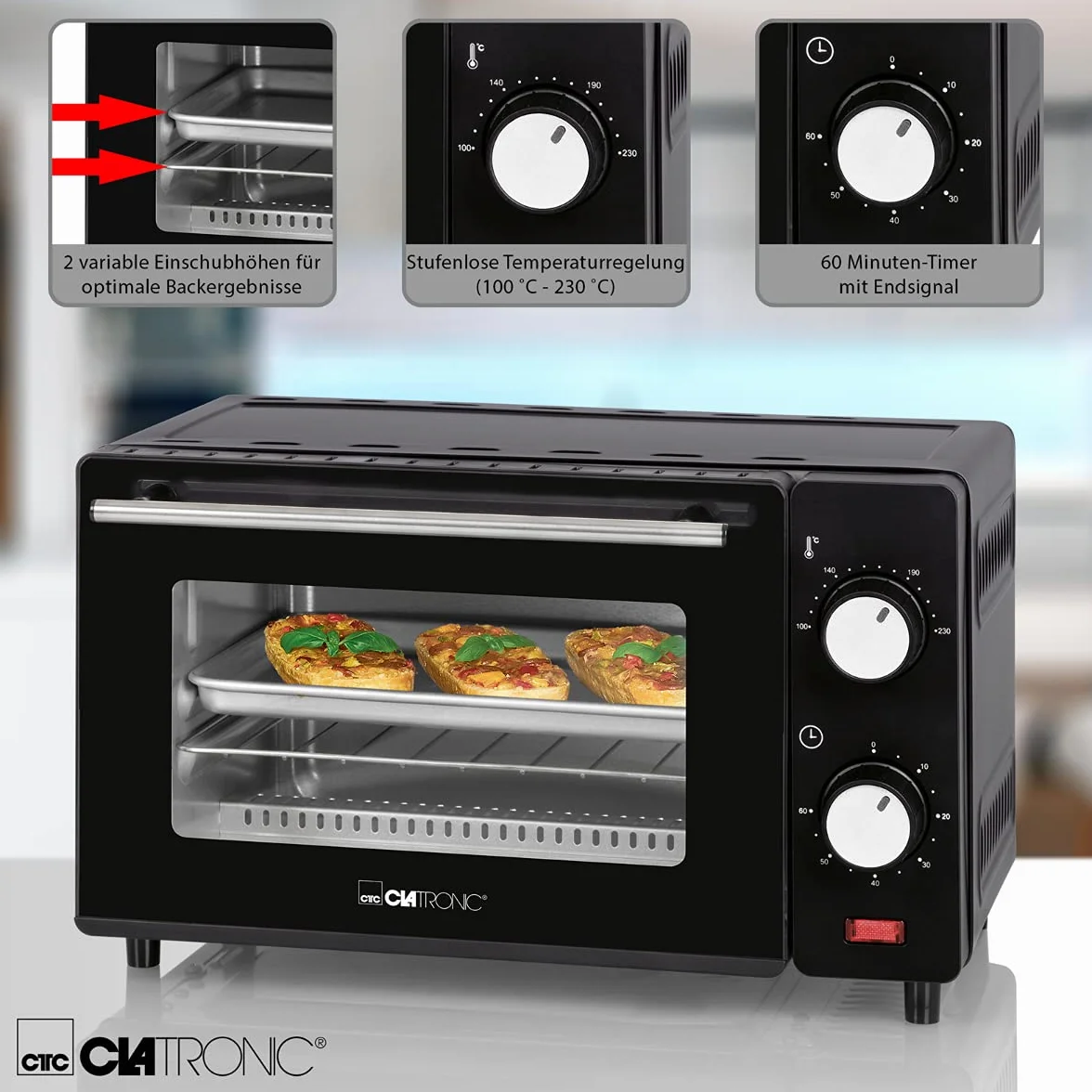 Clatronic MB 3746 mini piekarnik 8 l timer 60 minut czarny