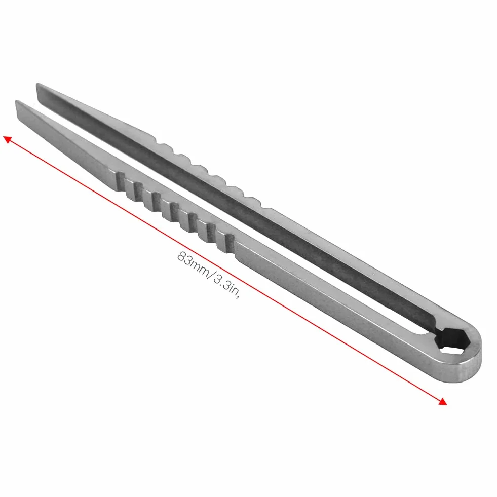 Alomejor EDC Titanium mini pęseta z precyzyjnymi ząbkowanymi końcówkami, do kuchni ogrodowej, wewnątrz i na zewnątrz