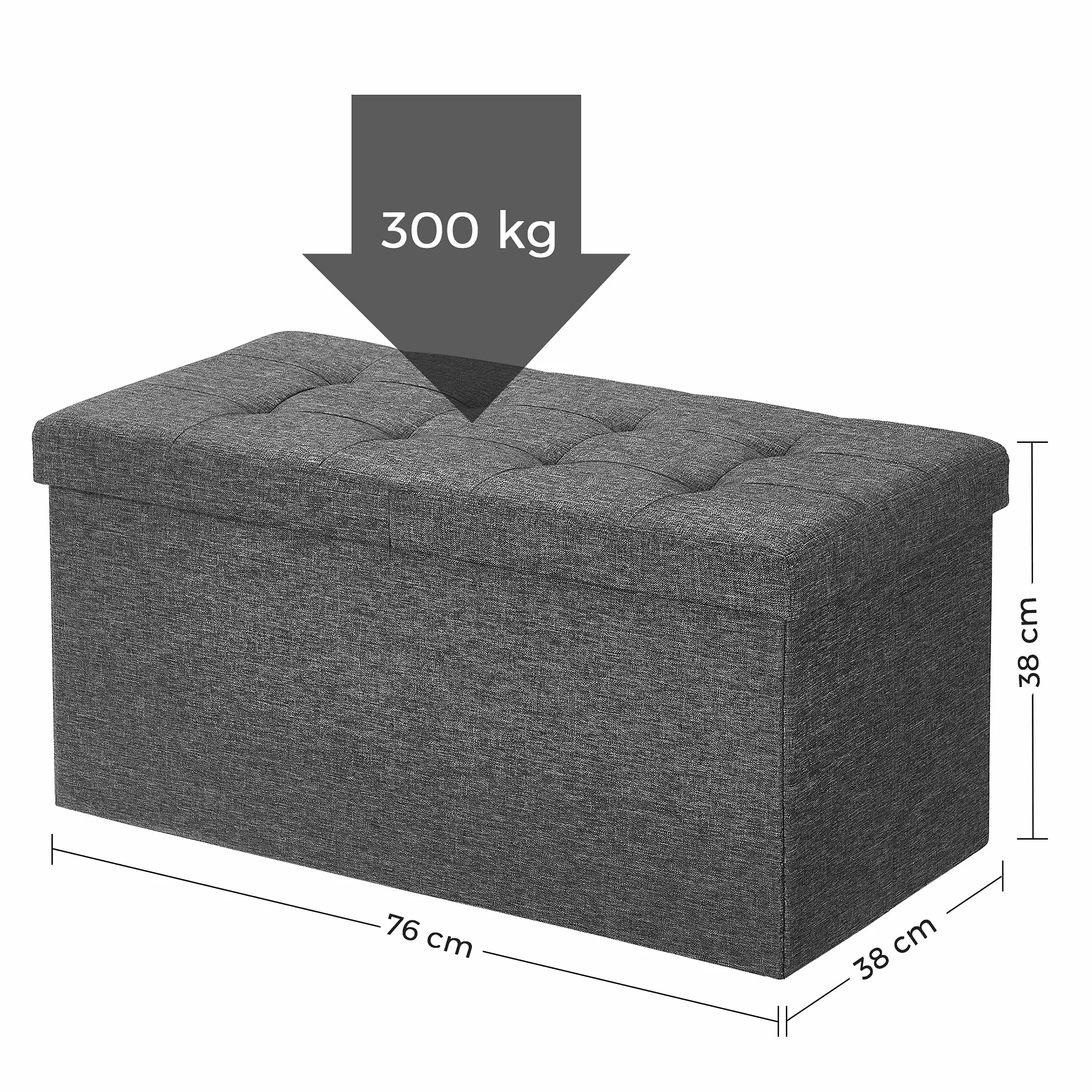 SONGMICS Ławka do siedzenia ze schowkiem składana 38 x 76 x 38 cm obciążenie 300 kg
