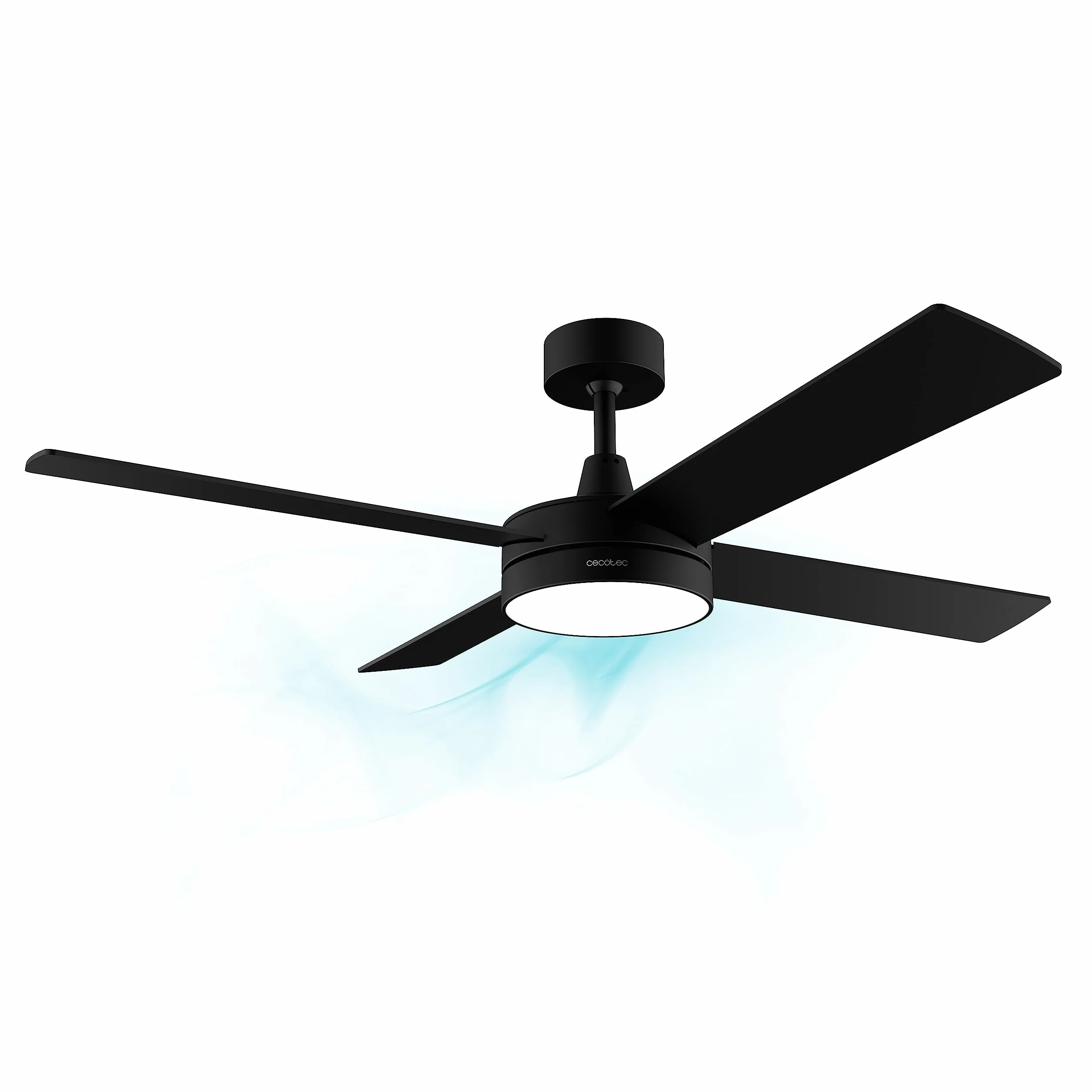 Cecotec Wentylator sufitowy EnergySilence Aero 5200 Black Line 60 W 52” z oświetleniem LED, pilotem, 3 prędkościami, 4 łopatkami i trybem zima-lato.