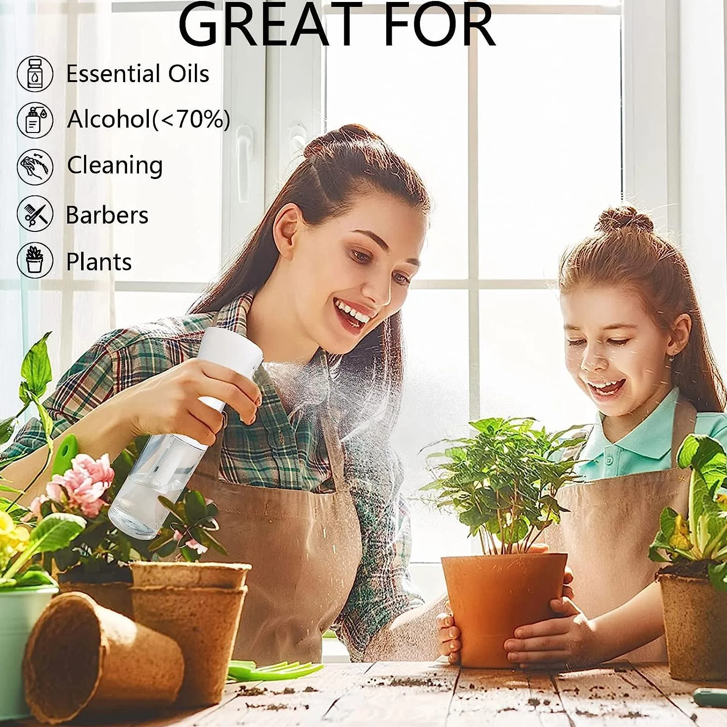 Butelka z rozpylaczem do włosów, 200 ml, butelka z rozpylaczem Ultra Fine Mist, pusta butelka z rozpylaczem wody, butelka z rozpylaczem do włosów, szczelna, do stylizacji włosów, czyszczenia roślin, 2