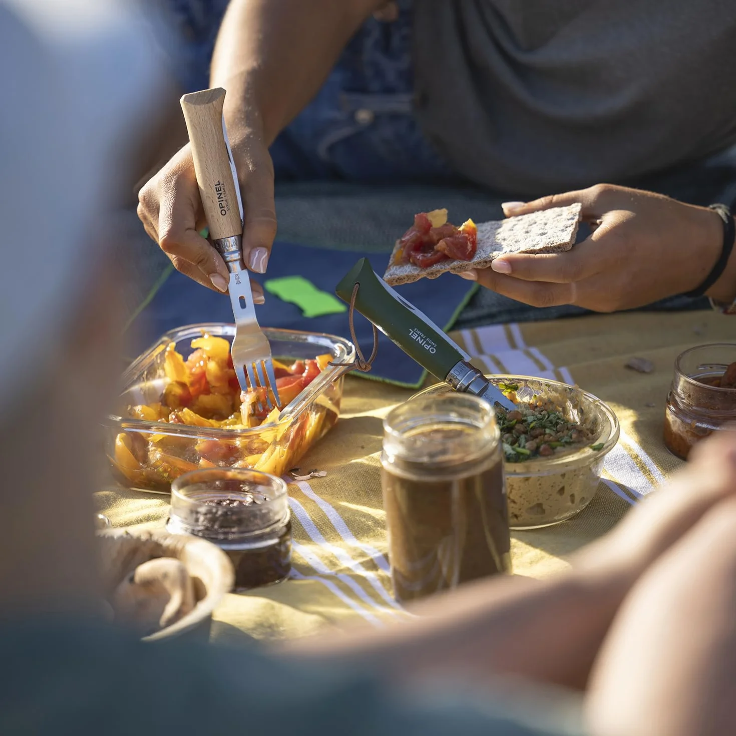 Opinel PICNIC PLUS 3-częściowy zestaw do noża nr 08, widelec i łyżka 10,5 cm