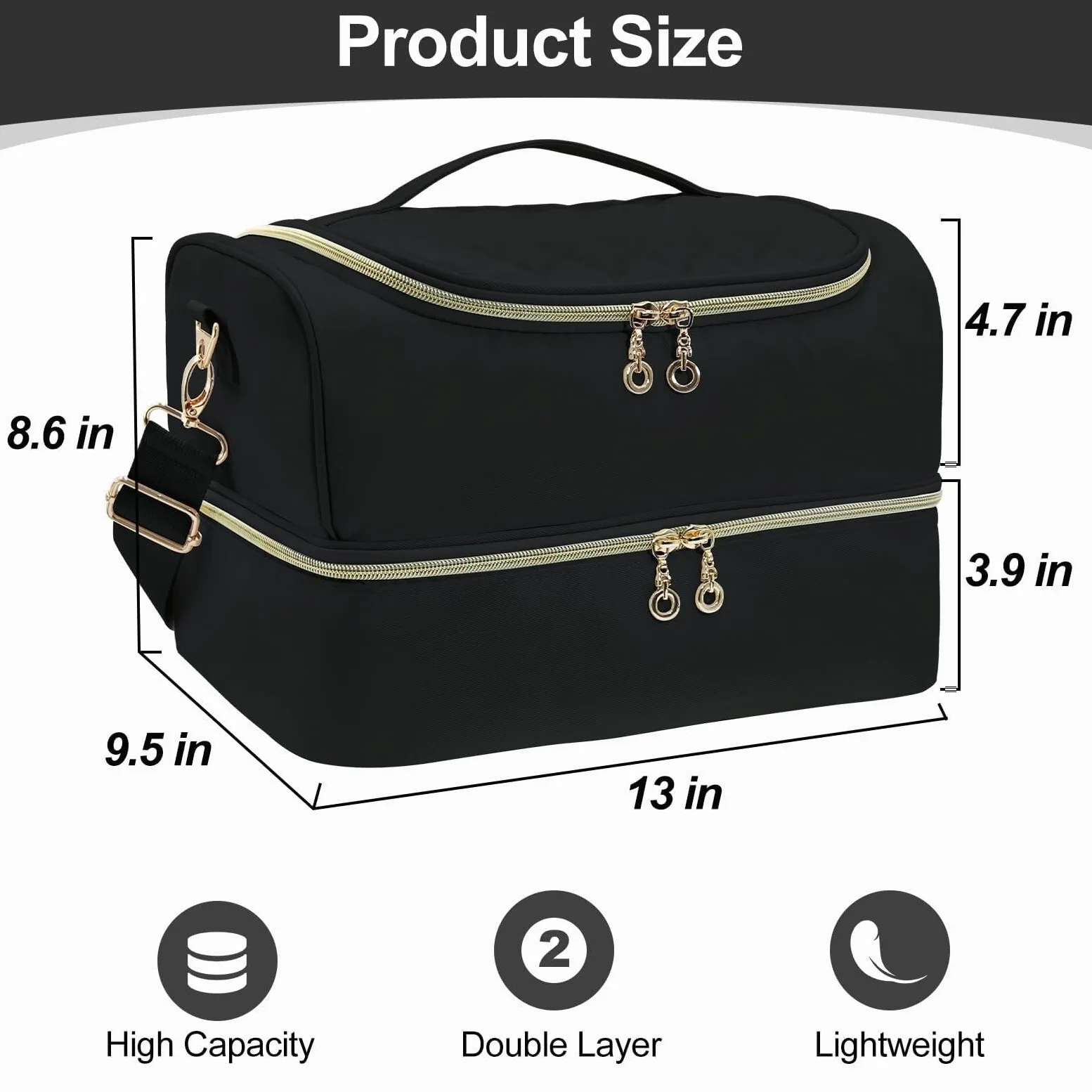 Organizer do Lakieru, Dwuwarstwowa Torba-organizer Na Przybory Do Paznokci, Pudełko Przechowywania 45 Butelek Beauty Makeup Case(Black)