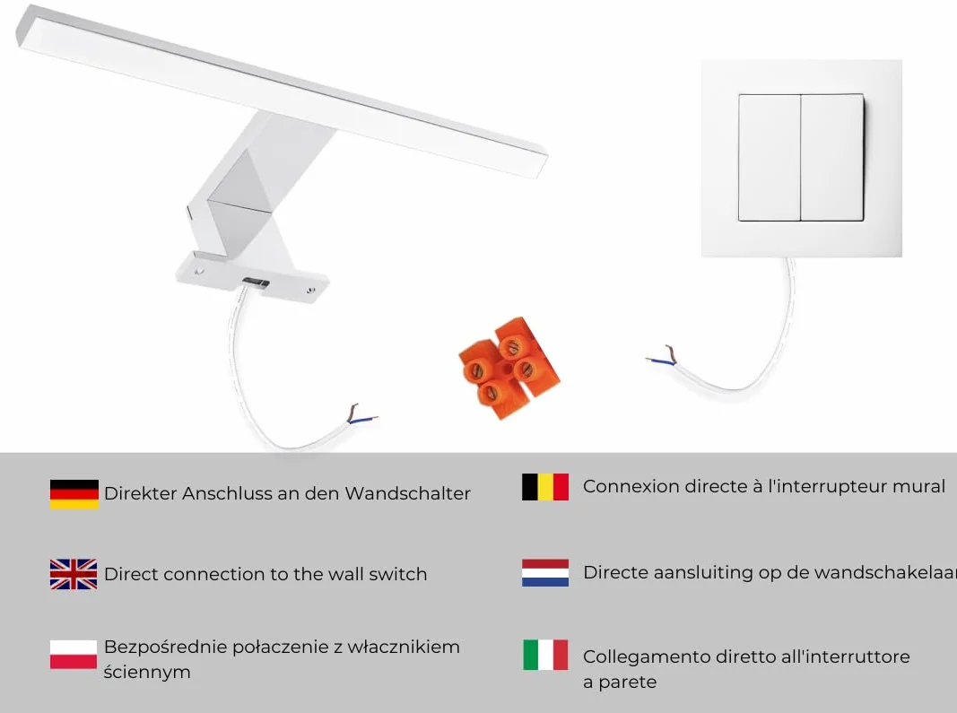 Lustro Łazienkowe LED 50x60x10 cm IP44 Białe Prostokątne