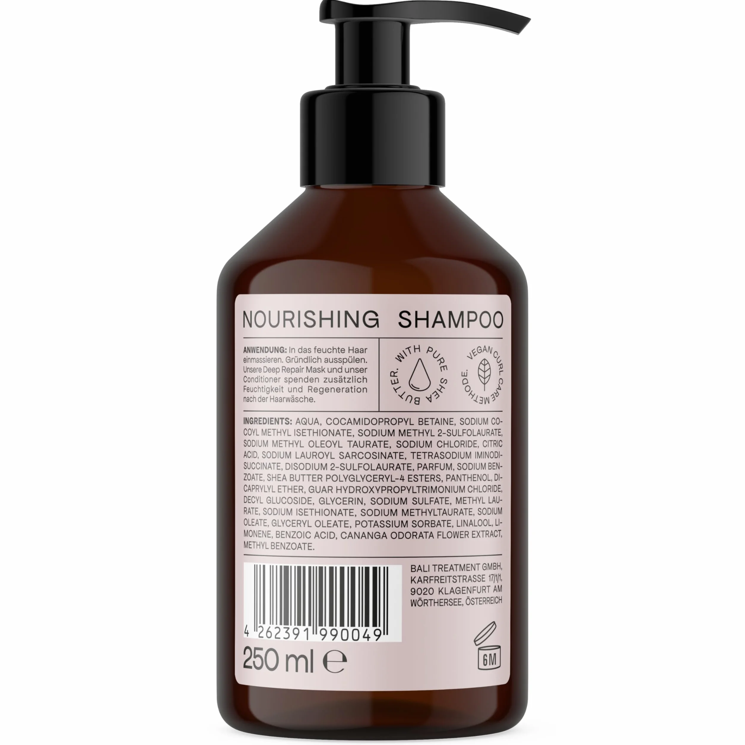 BALI CURLS szampon odżywczy – odżywczy szampon do włosów – wysokiej jakości szampon do naturalnych loków – wegański środek do mycia włosów dla gładkich, zdrowych włosów – 250 ml