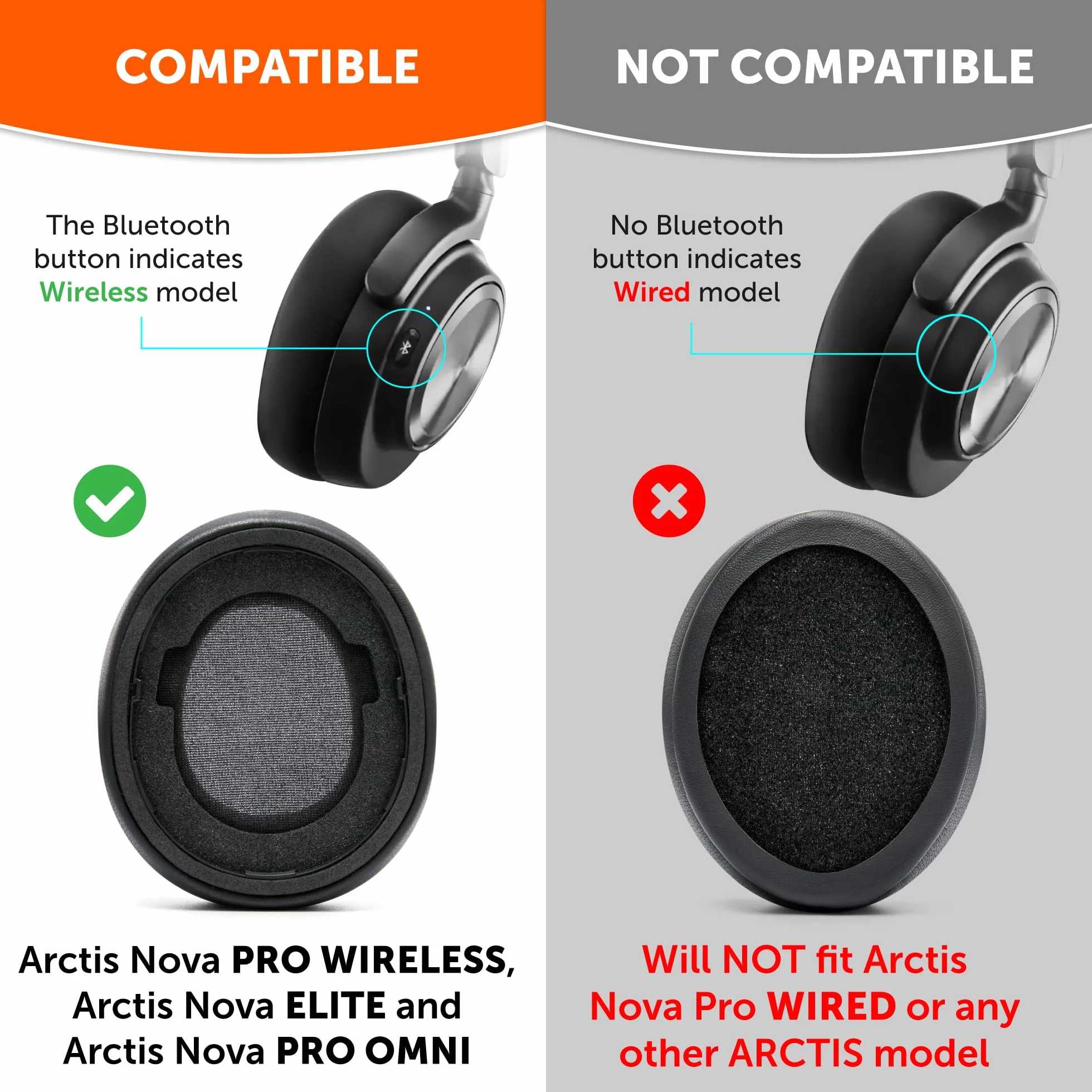 WC PadZ Nova Pro Wireless – wymienne nauszniki do słuchawek Arctis Nova Pro Wireless, Nova Elite i Nova Pro Omni, firmy Wicked Cushions, wyjątkowo grube i wygodne | Black