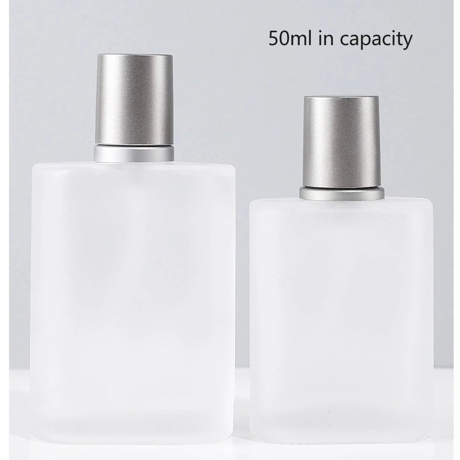 2 szt. 50 ml butelka z rozpylaczem do perfum, grube szkło przezroczyste, wielokrotnego napełniania, podróżna pusta butelka, szczelny atomizer do perfum, do olejków eterycznych, podróż do domu
