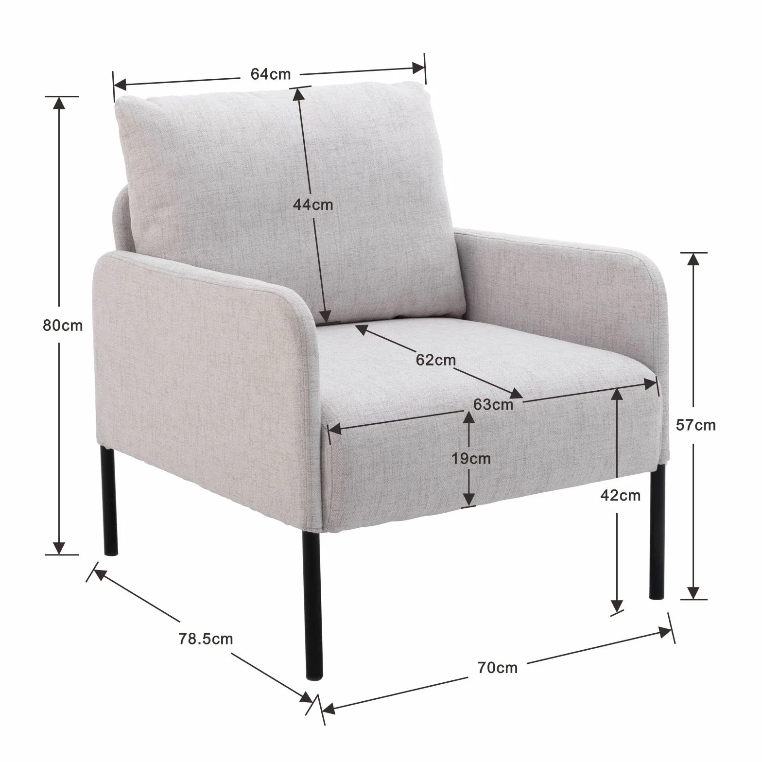 Wahson Lniane krzesło akcentujące, fotel wypoczynkowy, fotel z metalowymi nogami, tapicerowana pojedyncza sofa, okazjonalne krzesło rekreacyjne do sypialni/salonu/czytania, beżowe