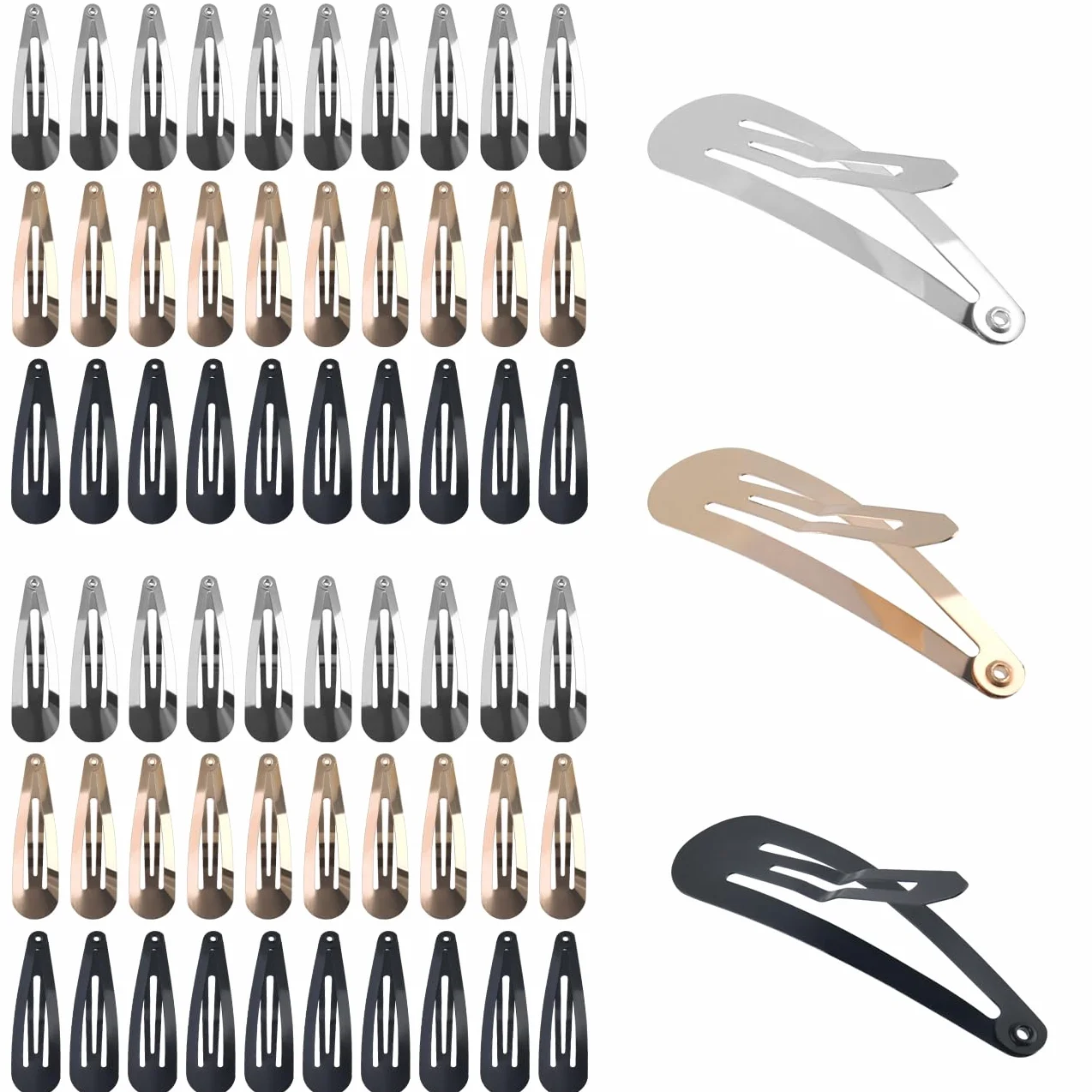60 sztuk spinek do włosów dla kobiet, dziewcząt, mężczyzn (złote, srebrne, czarne) 5 cm