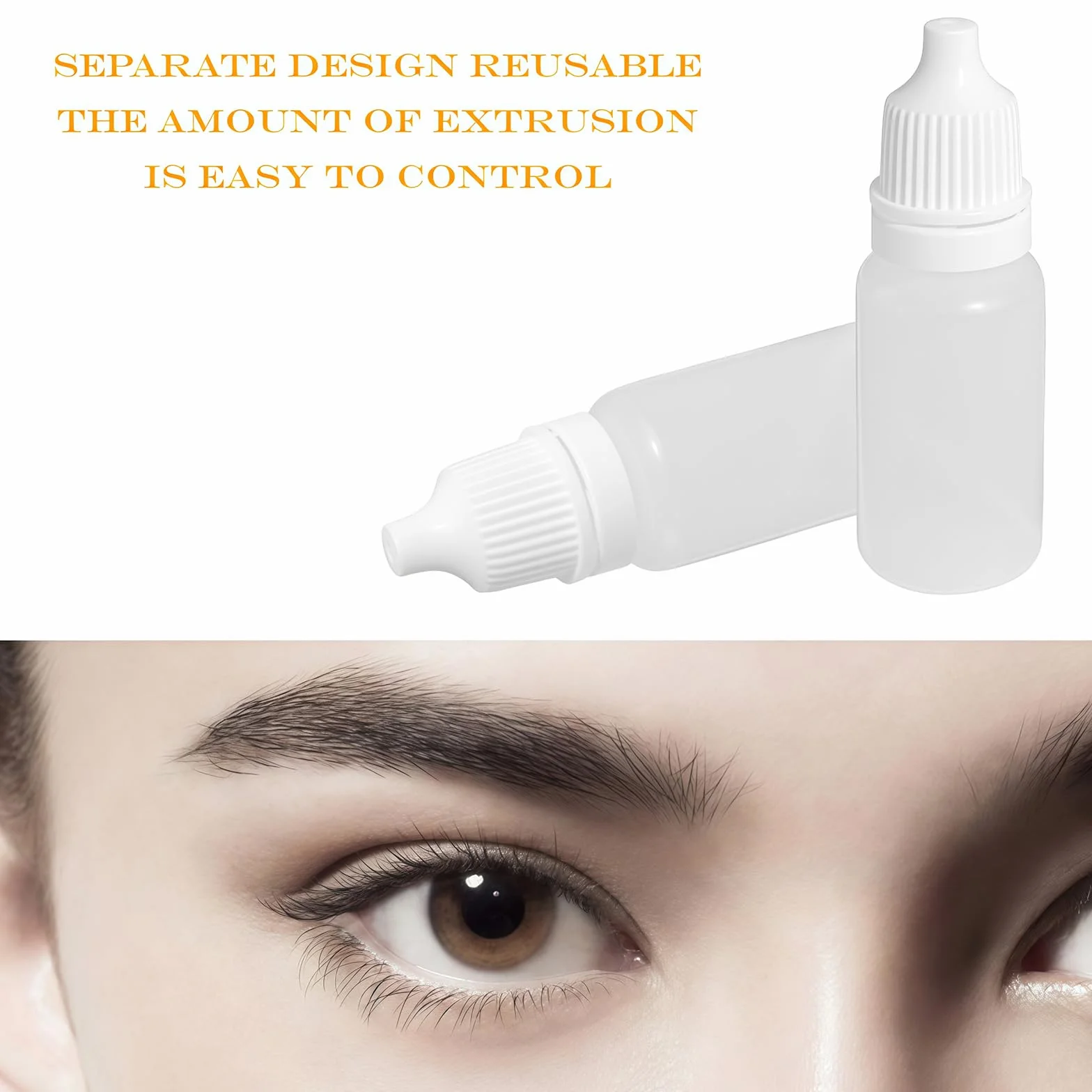 50 szt. 20 ml 0,7 uncji pusty do wielokrotnego napełniania biały plastikowy kubek z kroplomierzem do oczu butelka odpinana wtyczka przenośny pojemnik na olejek eteryczny kosmetyczny opakowanie kosmetyczne opakowanie na twarz pojemnik do przechowywania z n