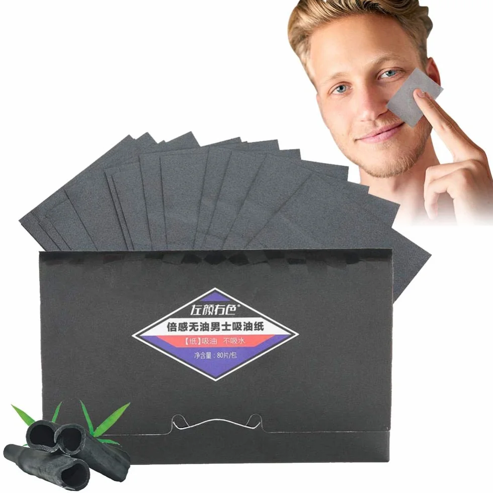 80 sztuk / zestaw materiałów pochłaniających olej, dla mężczyzn, pochłaniająca olej, kontrola suszenia, Clean Face Beauty papier do suszenia