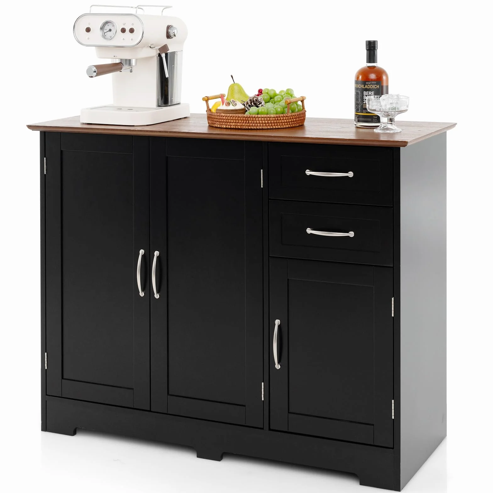 COSTWAY Kredens szafka kuchenna z blatem roboczym 100 x 40 cm czarna