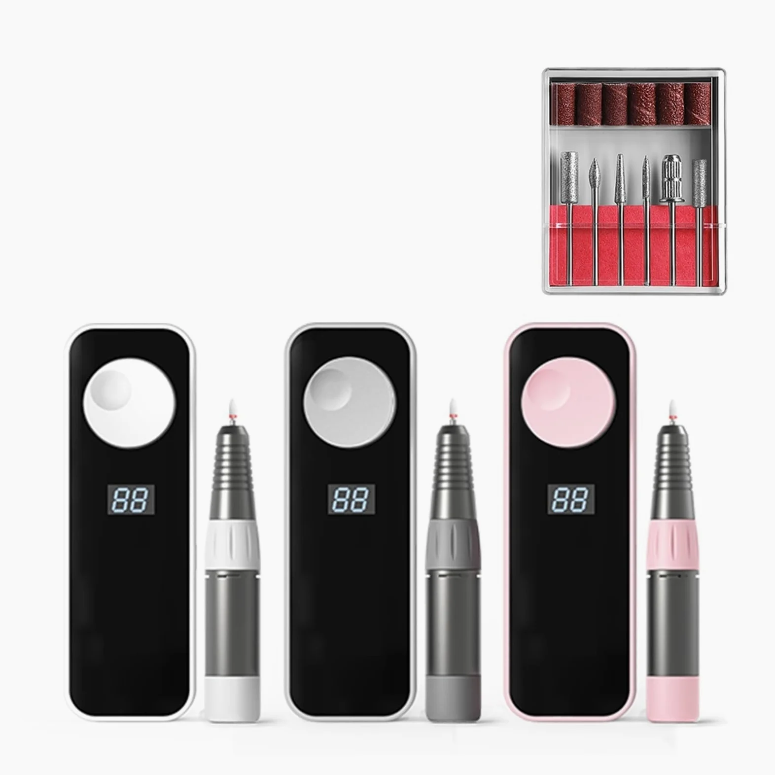 35000 obr./min elektryczna wiertarka do paznokci z zestawem noży Manicur Machin Manicure frezarka Salon sprzęt ,Niskie wibracje(PINK)