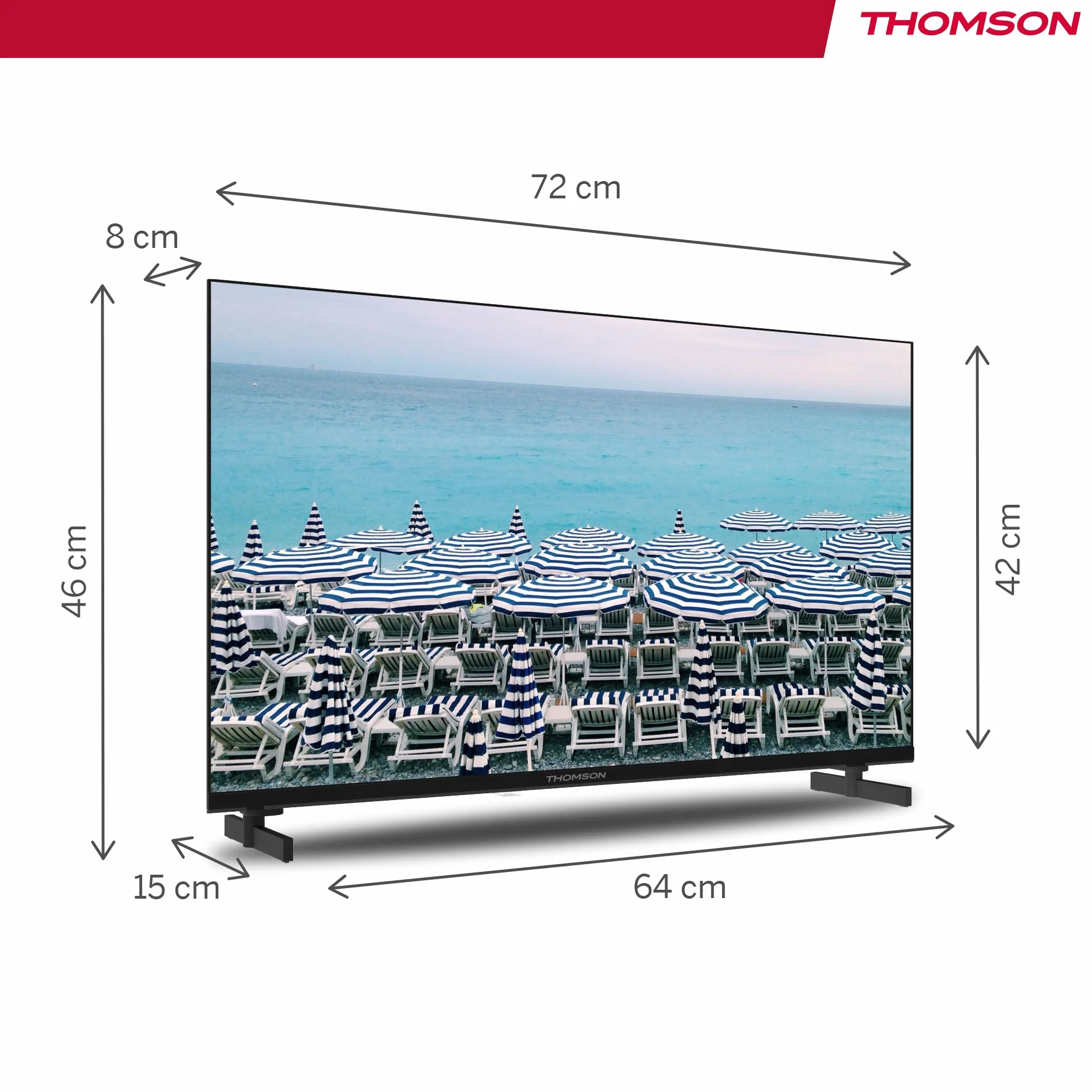 Thomson Telewizor 32 Cale (81 cm) HD Easy TV, Telewizor LED (Non-Smart), Potrójny Tuner (DVB-T/T2/C/S/S2), Dolby Audio, Tryb Hotelowy, Odtwarzacz Multimedialny, Podświetlany Pilot, 3x HDMI - 32HD2S13