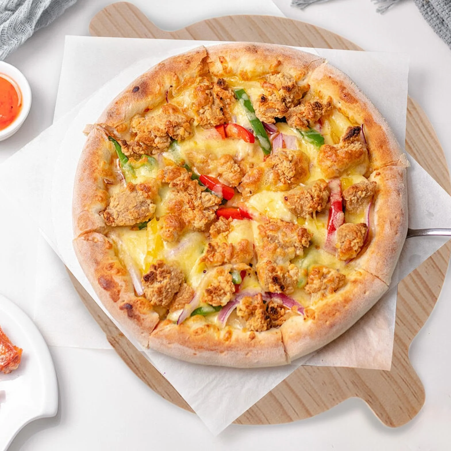 Drewniana łopatka do pizzy, zestaw 2 szt. półokrągła deska