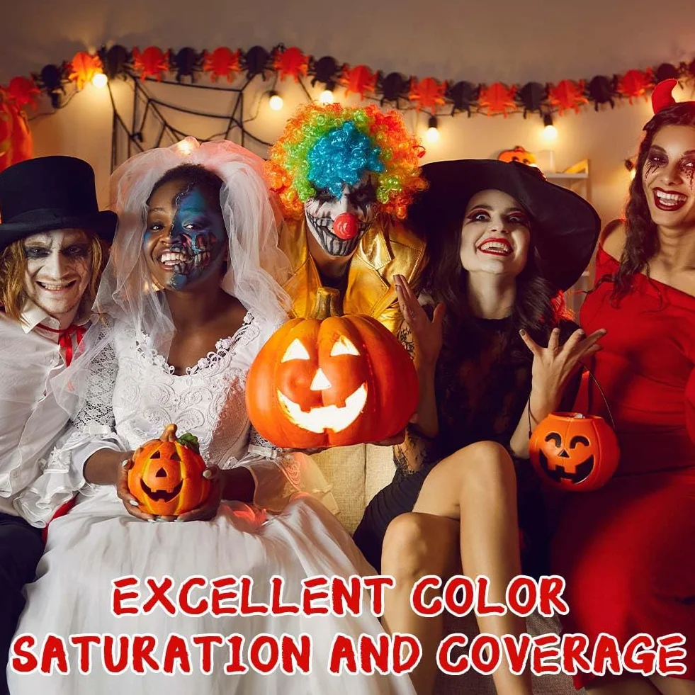 AOOWU Farba do ciała i twarzy, 3 kolory Halloween Farby Twarz, Clown Makijaż Halloween, Tłusta farba do twarzy Dorośli Dziecko, Zestaw do makijażu Halloween Karnawał Festiwal Clown Vampire Cosplay