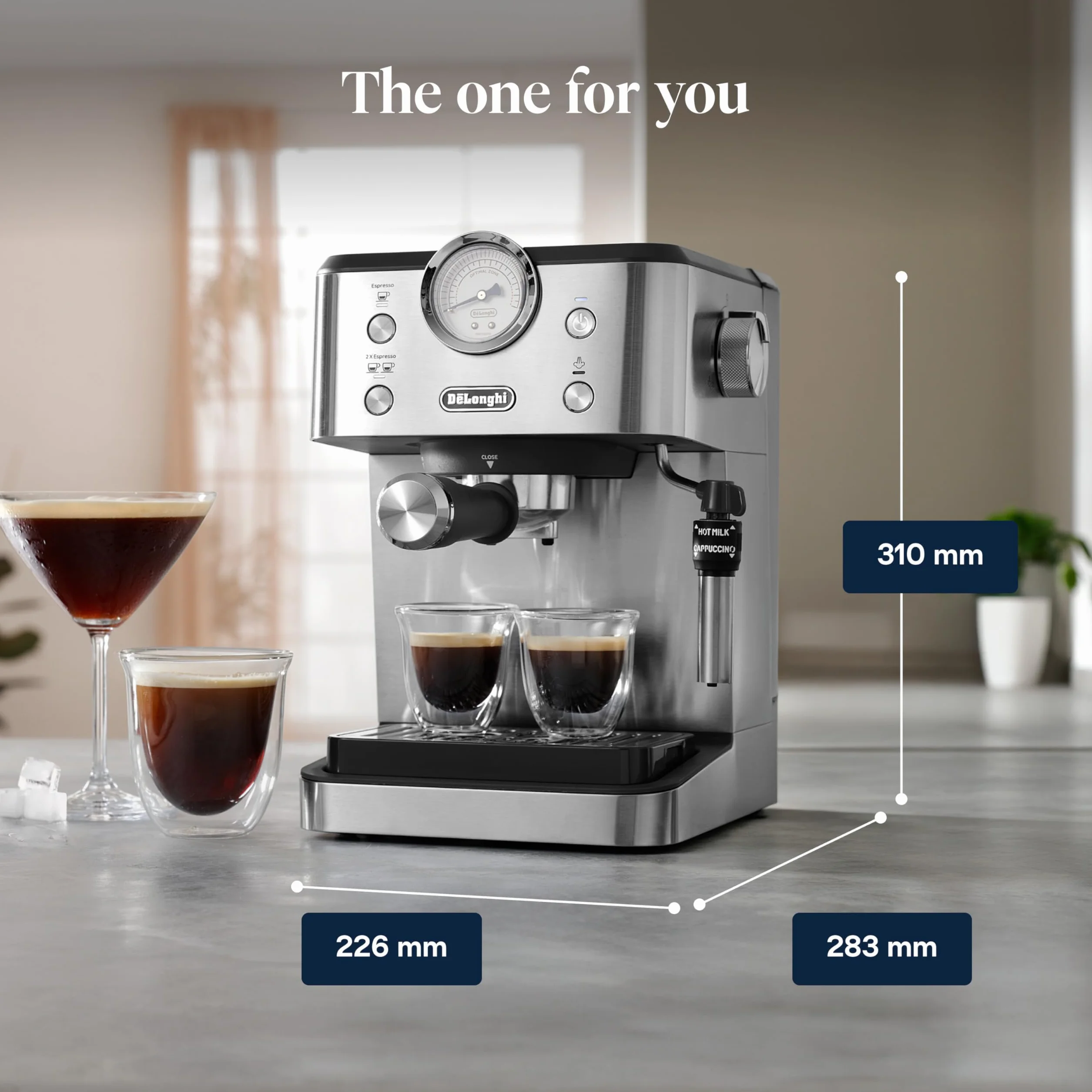 De'Longhi Linea Classic EM450.M ręczny ekspres do kawy 15 barów stal