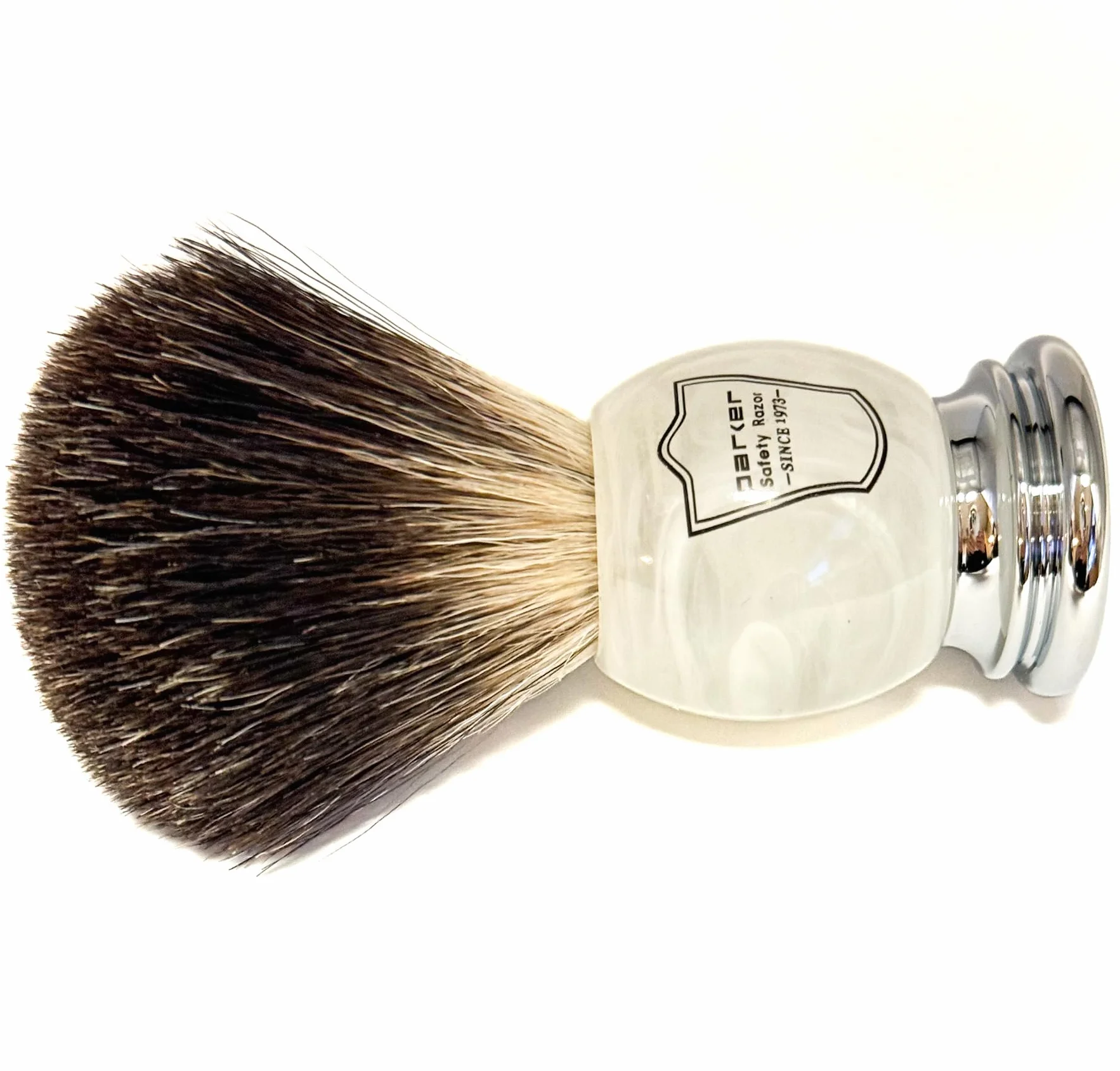 Parker Safety Razor 100% czarny borsuk włosie szczotka do golenia z marmurowym uchwytem - stojak na szczotkę w zestawie