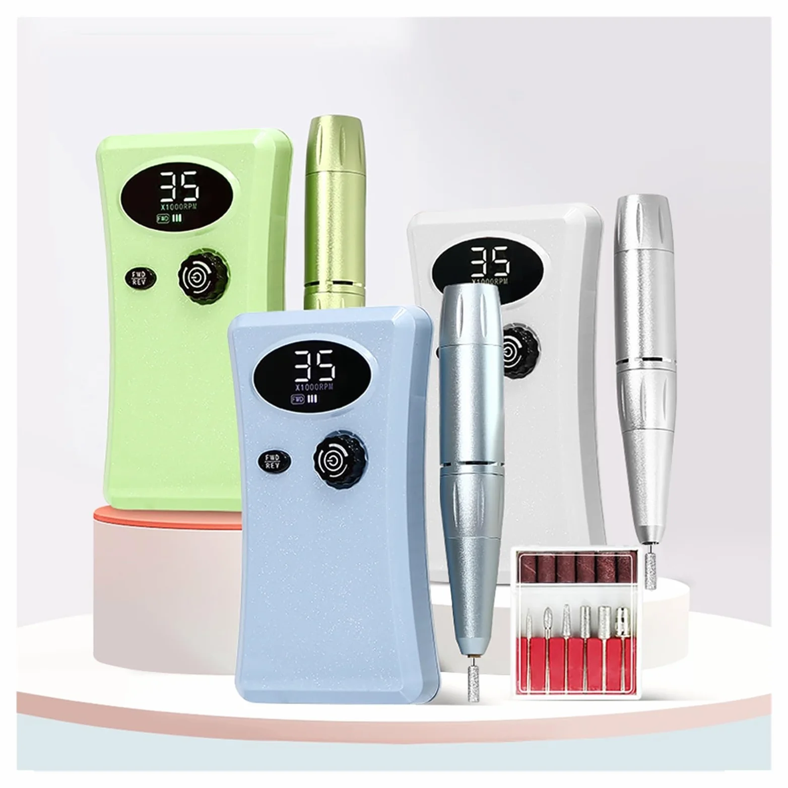 Obcinacz do paznokci, 35000 RPM wiertarka do paznokci, Manicure elektryczna wiertarka do paznokci z diodą LED, akumulator Salon żel do paznokci szlifierka, profesjonalne narzędzie(Oranje)