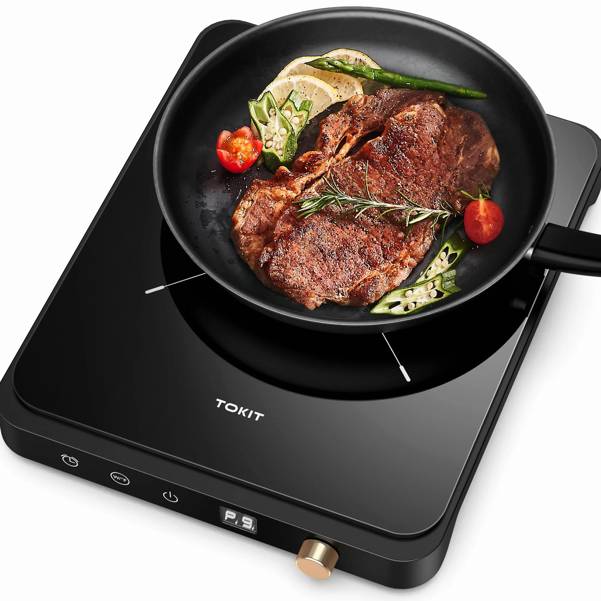 TOKIT Płyta indukcyjna 2000 W M2 9 stopni timer 90 minut 40 mm czarna
