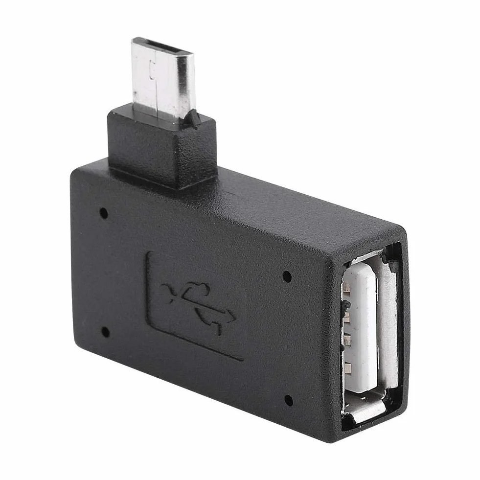 2 szt. 90 stopni USB 2.0 OTG adapter host, żeński na męski adapter micro OTG prawy kąt lewy adapter OTG zasilacz z portem zasilania USB