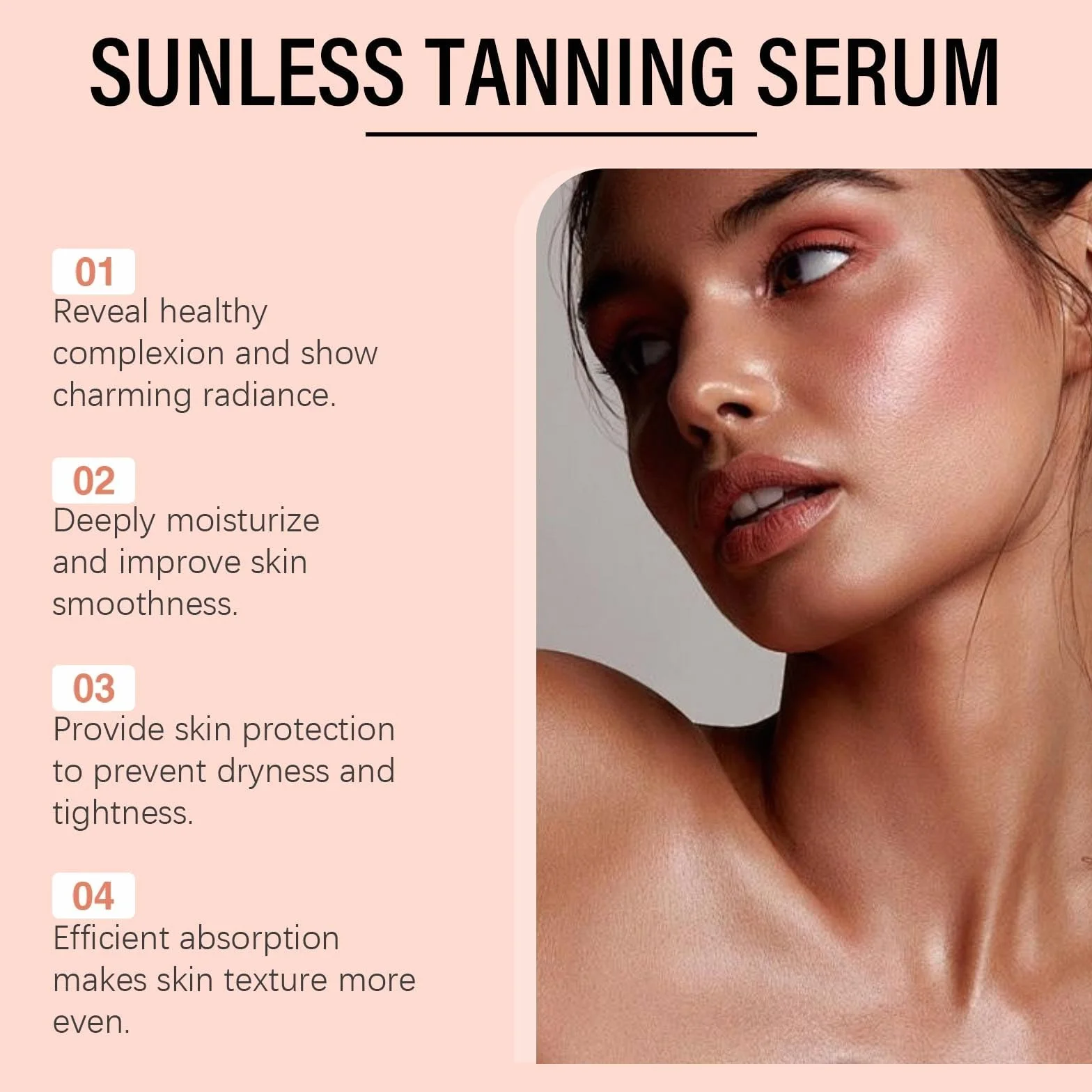 Sunless Tanning Drops, krople do naturalnego zwiększenia melaniny, płynne krople opalenizny, naturalnie wyglądająca opalenizna, zachowują piękny połysk (3 szt.)