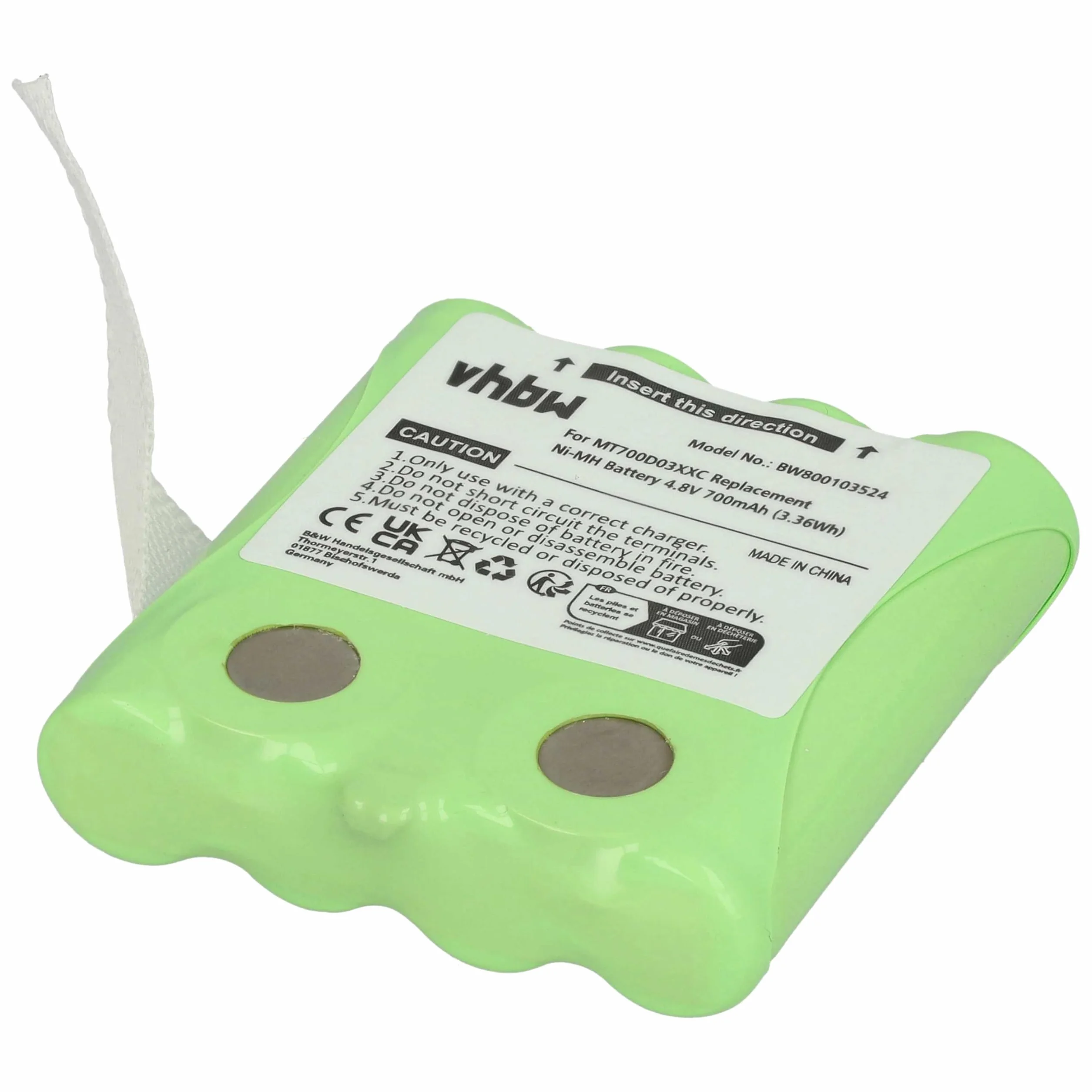 vhbw Akumulator kompatybilny z DeTeWe Outdoor PMR 8000, Simvalley WT-100 krótkofalówka, Walkie Talkie (700 mAh, 4,8 V, NiMH)