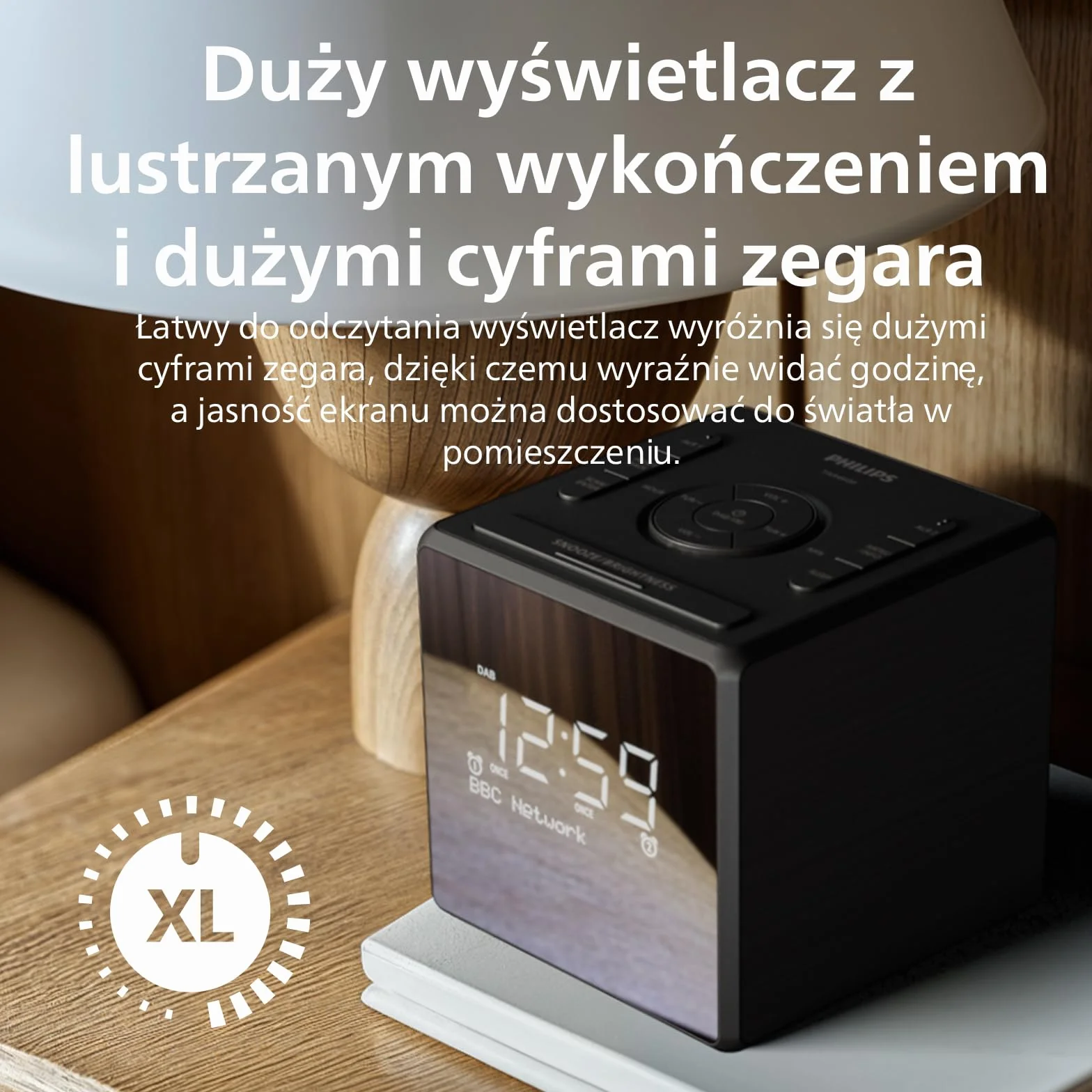 Philips TAR4600 Radiobudzik DAB/FM z podwójnym alarmem i portem ladowania USB-C
