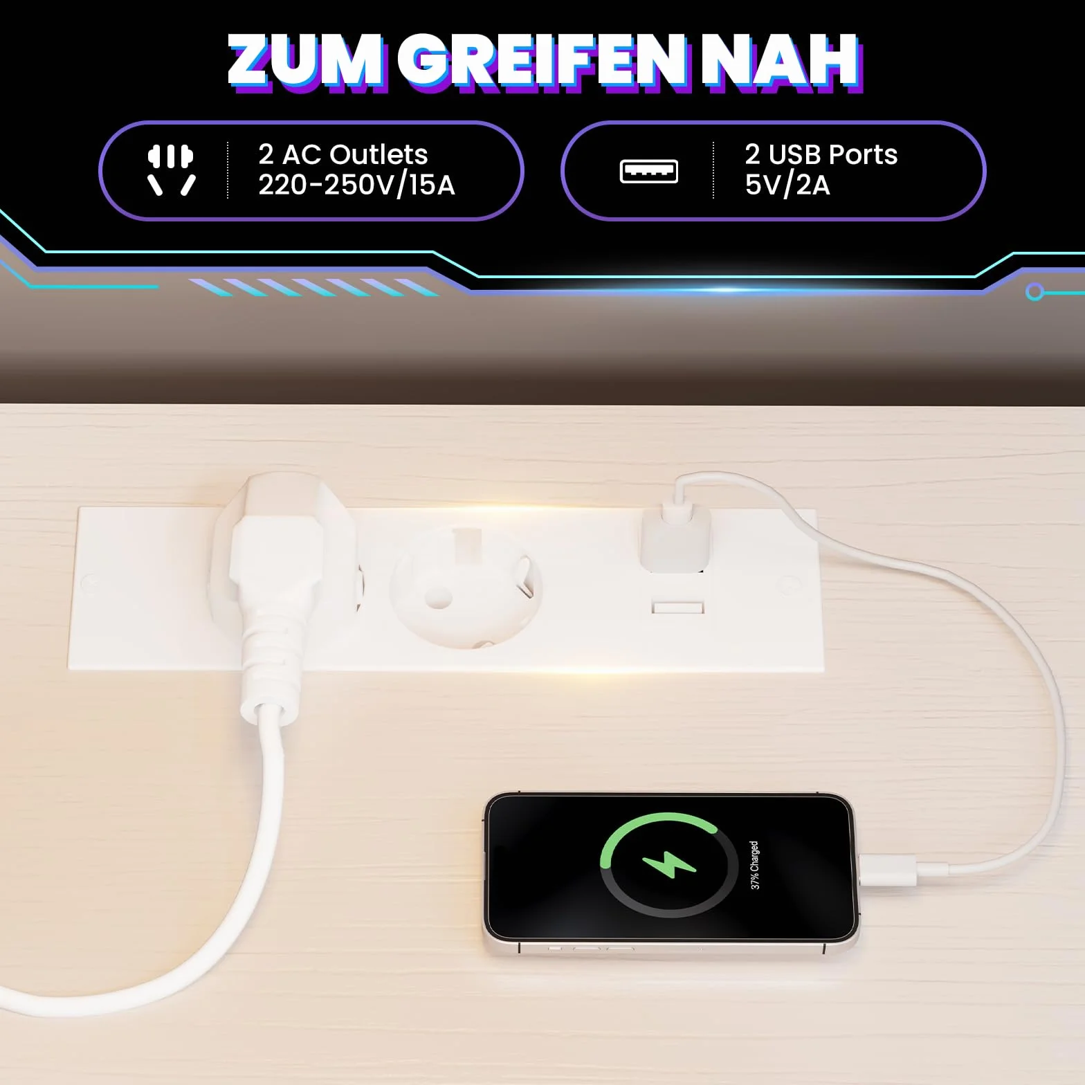 YOUDENOVA Biurko gamingowe w kształcie litery L z diodami LED, gniazdkiem i wejściem USB, dwustronne biurko narożne z regałem i ścianką perforowaną, 120 x 80 cm, biurko komputerowe z miejscem do