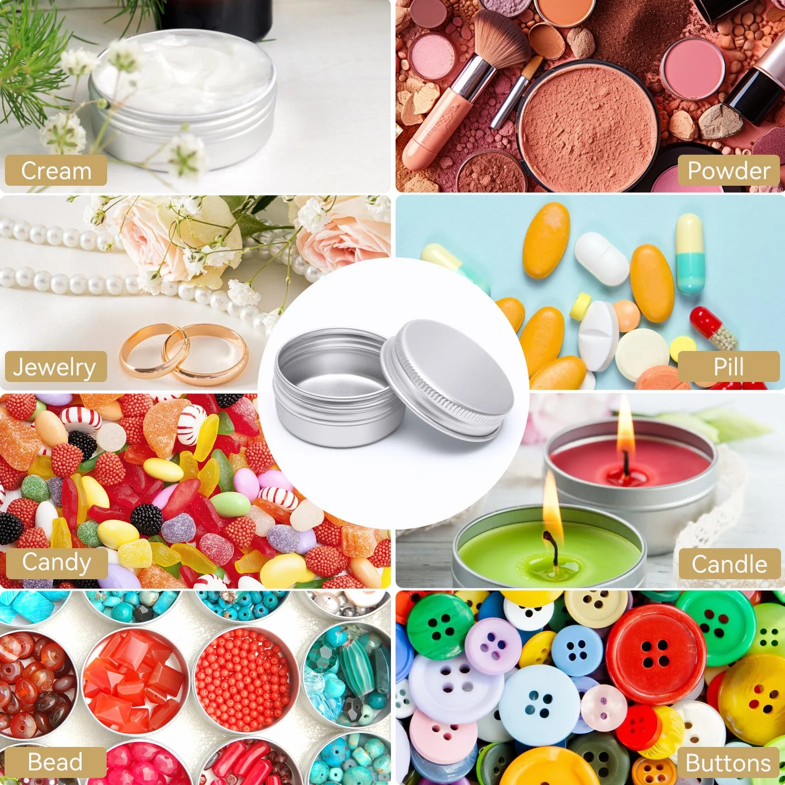 12 aluminiowych puszek 5 ml, doniczki podróżne GAUATO na przybory toaletowe, doniczki na próbki, pusty mały garnek z pokrywkami, pojemniki na balsam do ust, okrągłe mini pojemniki do makijażu