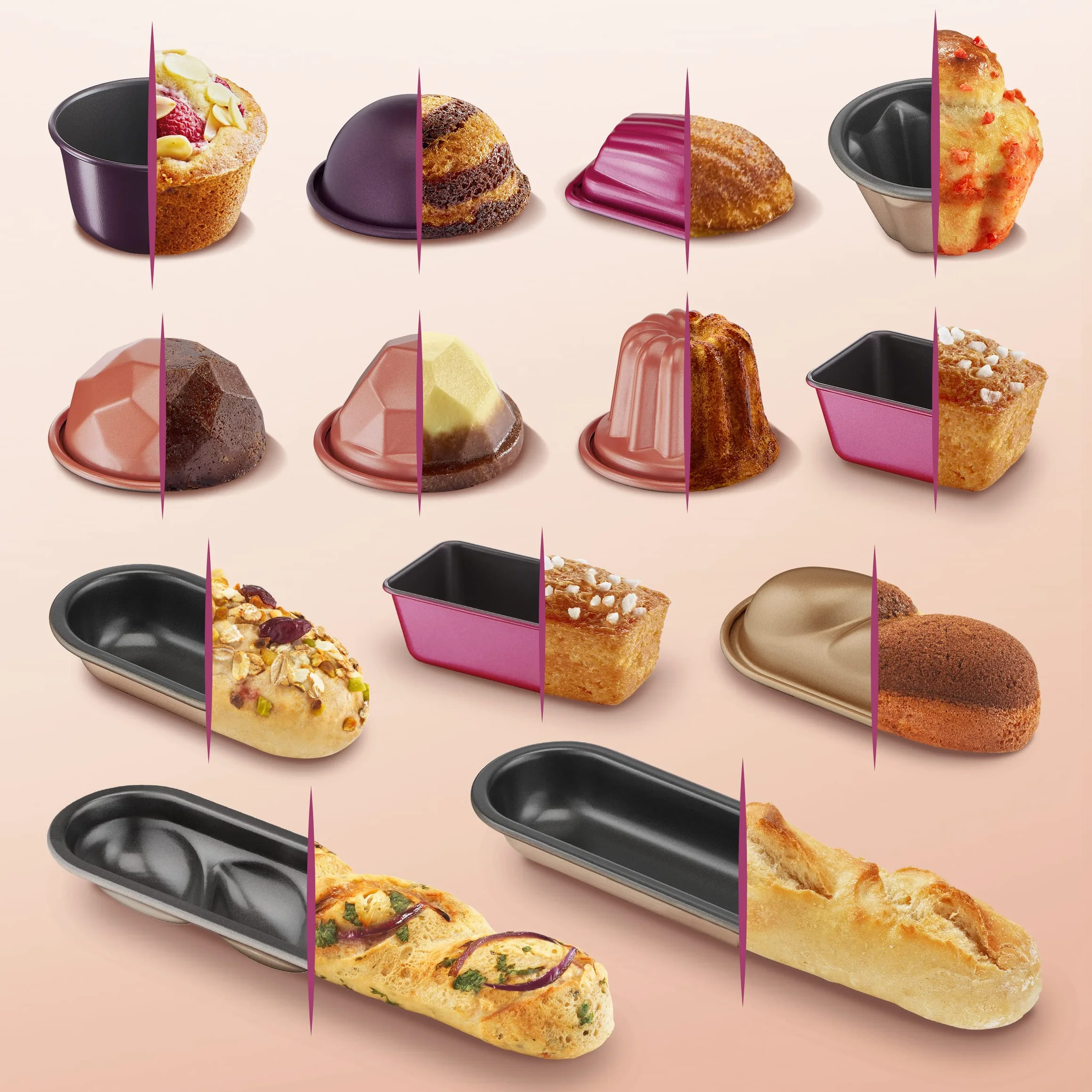 Tefal Creabake Zestaw Foremek do Pieczenia, Stal Nierdzewna, 3 Sztuki