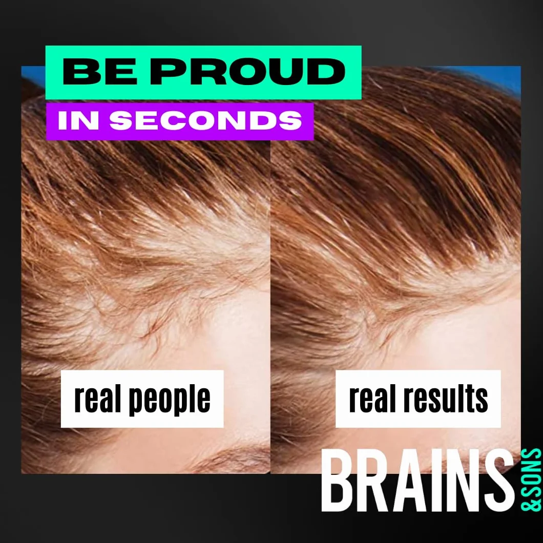 Brains & Son Produkt w proszku do zagęszczania włosów z natychmiastowym efektem, do zastosowania w przypadku zakoli, wypadania włosów i przerzedzonych włosów, puder do włosów, 25 g (czarny)