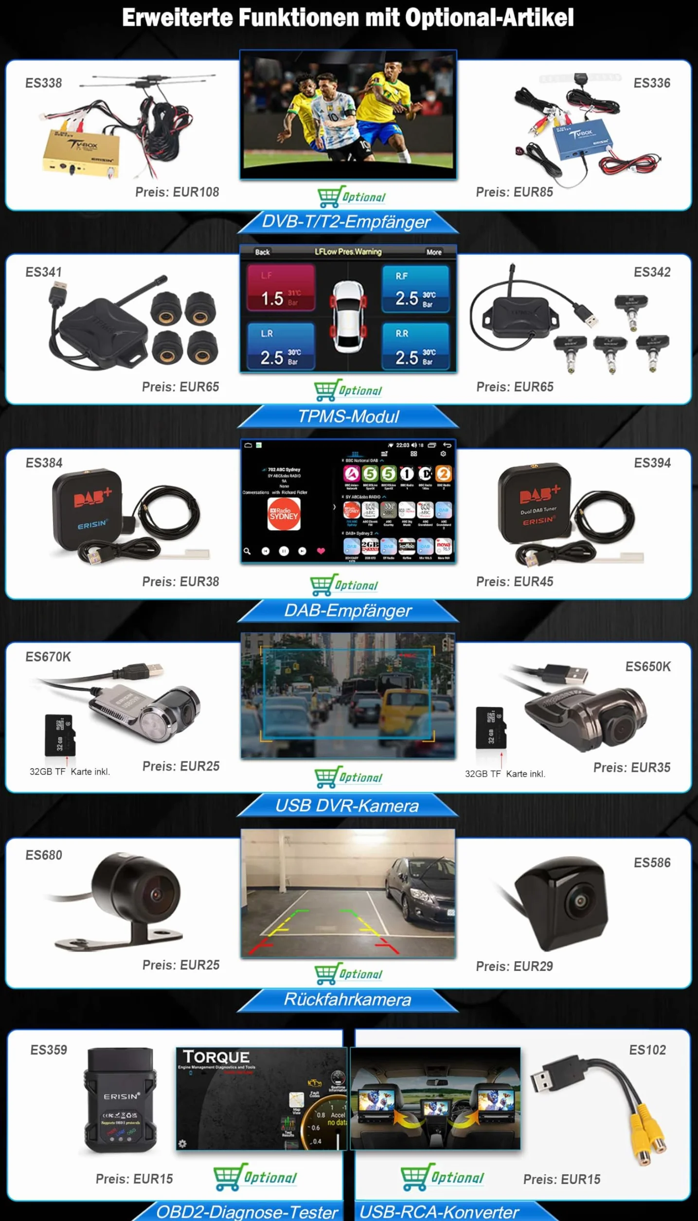 Erisin Osiem rdzeni 4 GB + 64 GB Android 14 radio samochodowe do BMW serii 3 E46 316 320 MG ZT Rover 75 z nawigacją GPS, obsługuje bezprzewodowe CarPlay Android Auto WiFi 4G Bluetooth 5.0 USB DSP DAB+