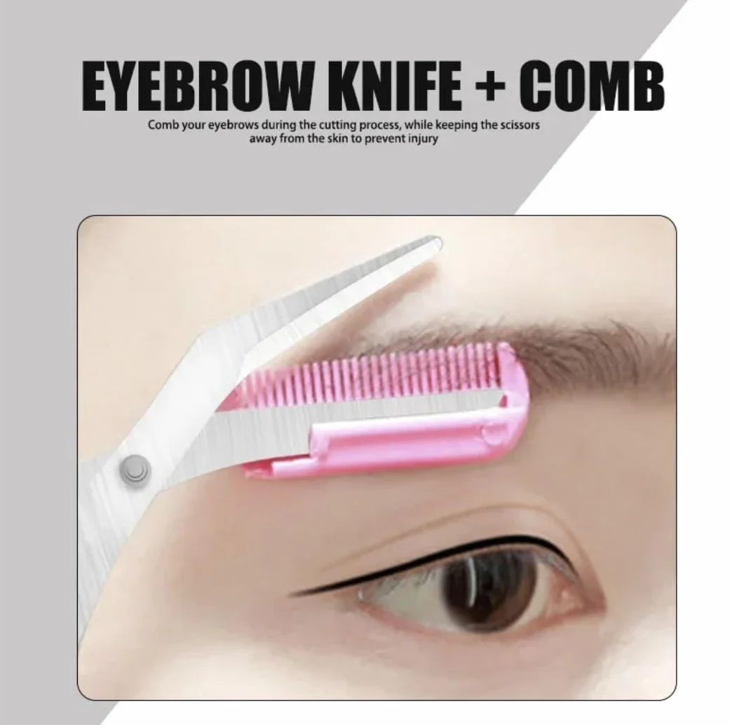 Eyebrow Shaper – przerzedzanie krzaczastych brwi nożyczkami i grzebieniem – nasadka (różowy)