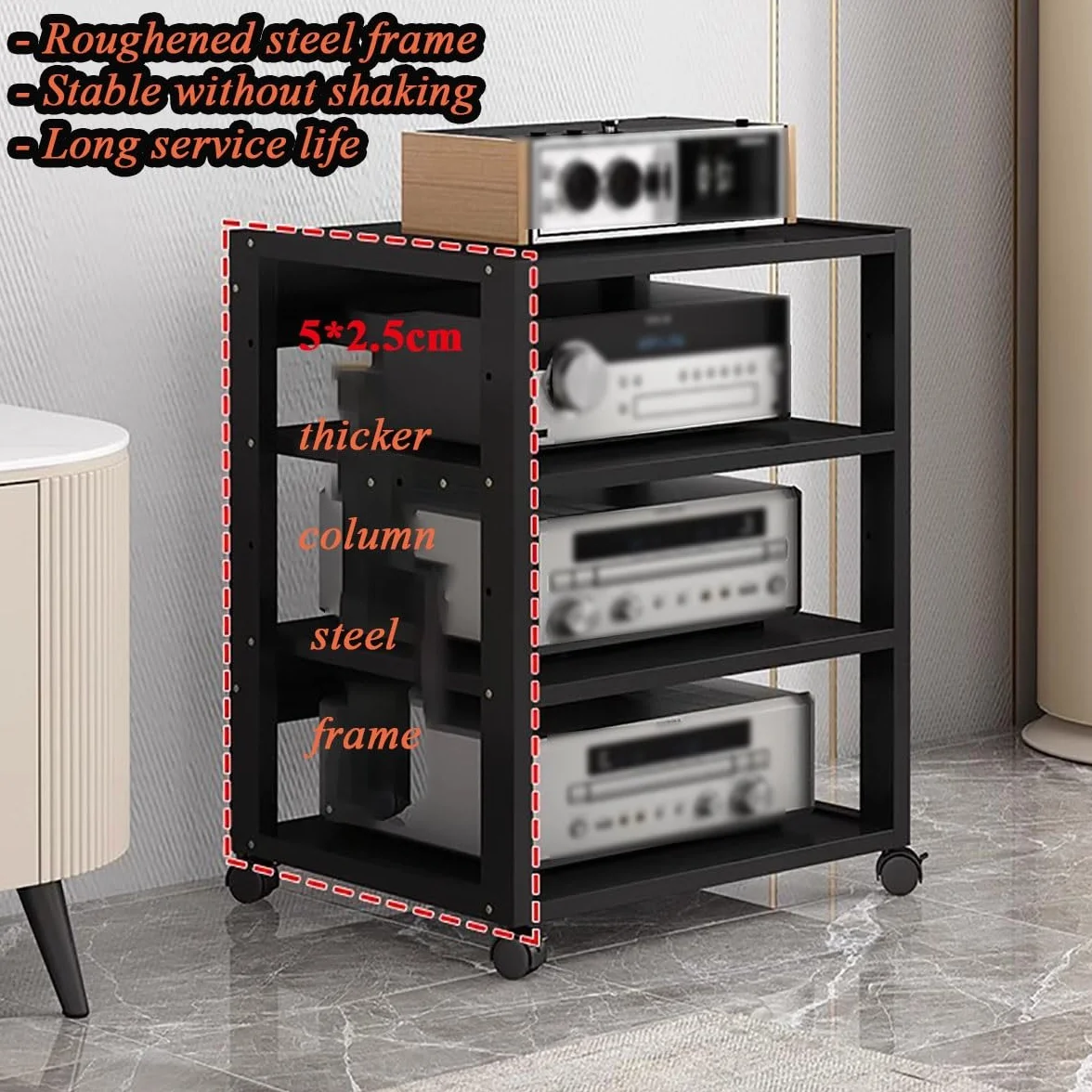 7-poziomowa Wieża Z Regałem Audio-wideo O Wysokości 131 Cm/szafka Na Telewizor Stereo, Półki Na Głośniki, Stojak Na Konsolę Do Gier, Odbiornik DVD, Odtwarzacz CD, Narożne Centrum Rozrywki(Red)