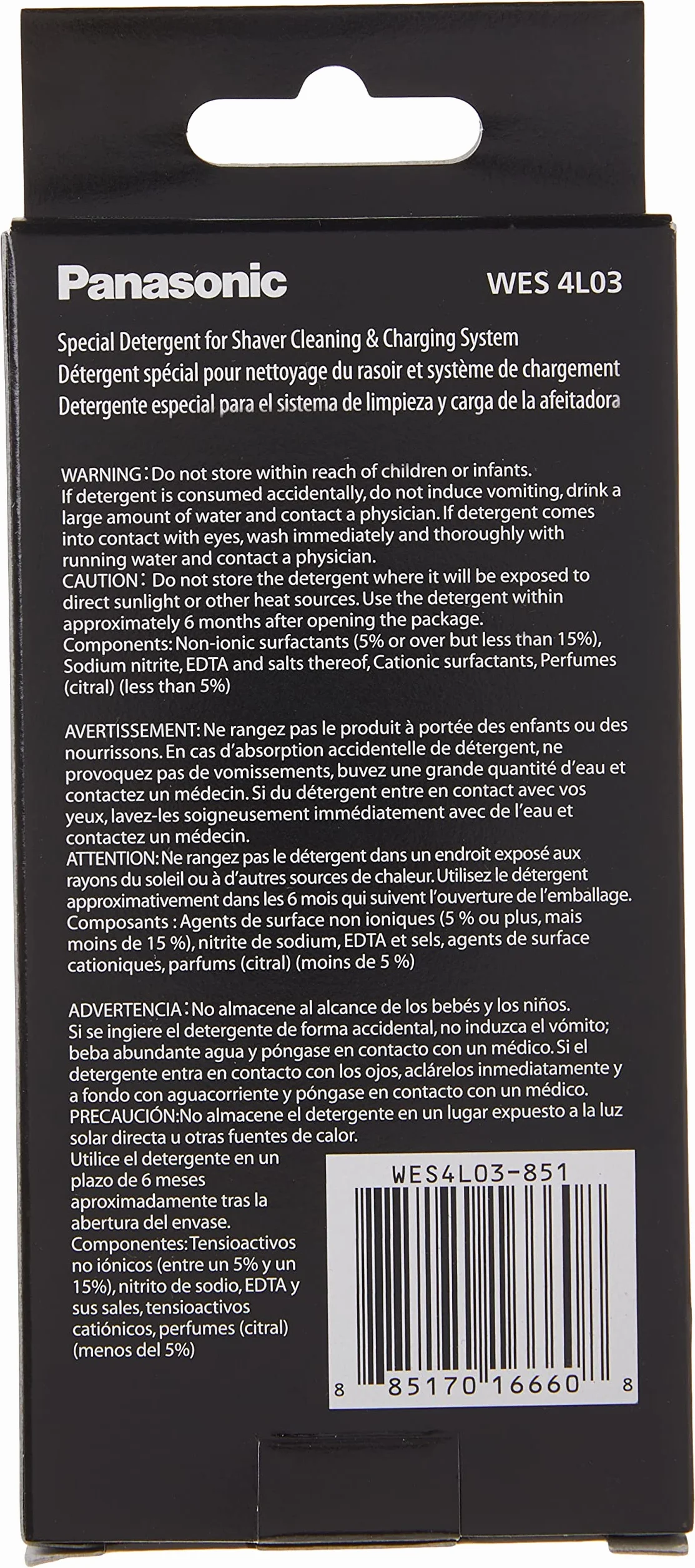 Panasonic Golarka męska, rozwiązanie do automatycznego czyszczenia i ładowania, zestaw 3 sztuk (WES4L03)