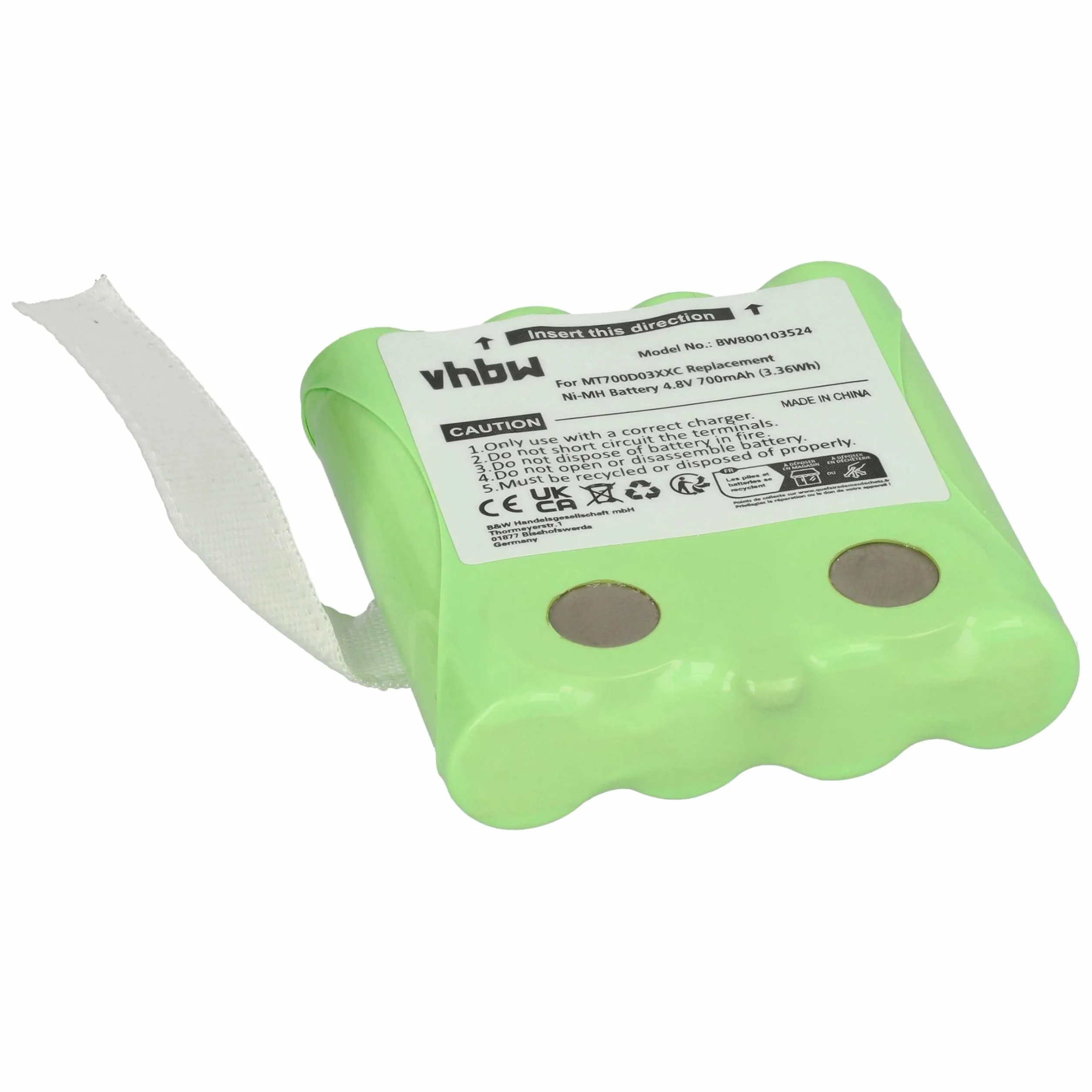 vhbw Akumulator kompatybilny z DeTeWe Outdoor PMR 8000, Simvalley WT-100 krótkofalówka, Walkie Talkie (700 mAh, 4,8 V, NiMH)