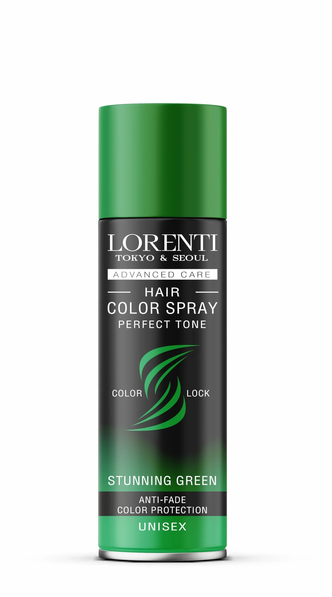 LORENTI TOKYO & SEOUL Color lakier do włosów Stunning Green – 150 ml – farba do włosów do przebierania się i makijażu na karnawał, Halloween i imprezę tematyczną – farba do włosów zmywalna – Color
