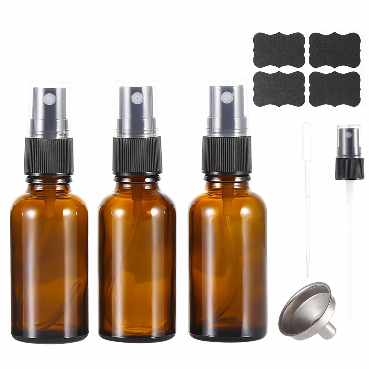 30 ml butelki z rozpylaczem ze szkła bursztynowego, mała, pusta, drobna mgiełka, do wielokrotnego napełniania, do czyszczenia, perfum, aromaterapii, sprayów kosmetycznych, włosów, olejków