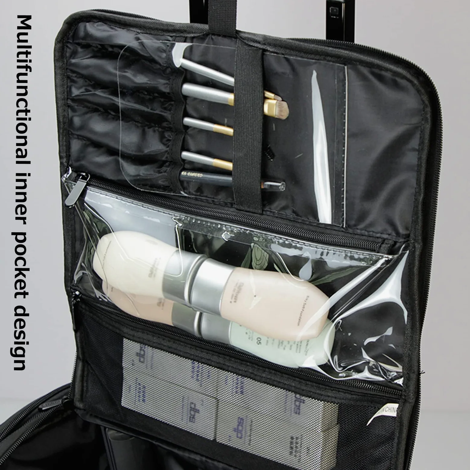 Kosmetyczka na kółkach z tkaniny Oxford, przenośna kosmetyczka podróżna Beauty Box, na zestaw szczotek do włosów i kosmetyków, kosmetyczka z kółkami, walizka na kosmetyki na kółkac