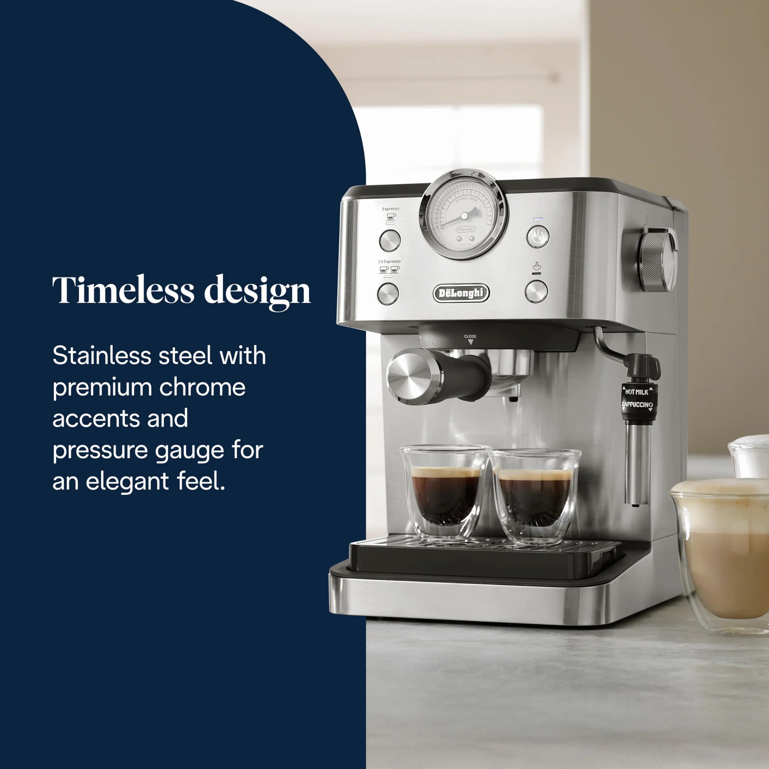 De'Longhi Linea Classic EM450.M ręczny ekspres do kawy 15 barów stal