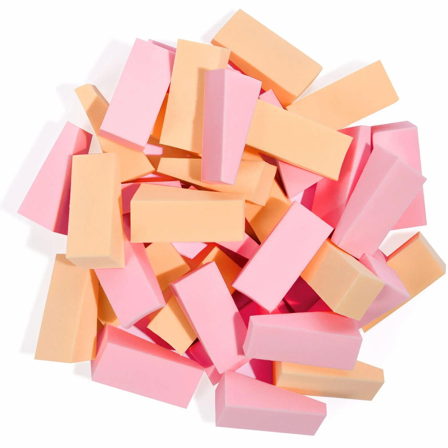 AUAUY Zestaw 48 gąbek do makijażu, nie zawiera lateksu, małe gąbki do makijażu, do płynnego podkładu, pudru, ochrony przed słońcem i kremem (24 różowe + 24 kolory skóry)