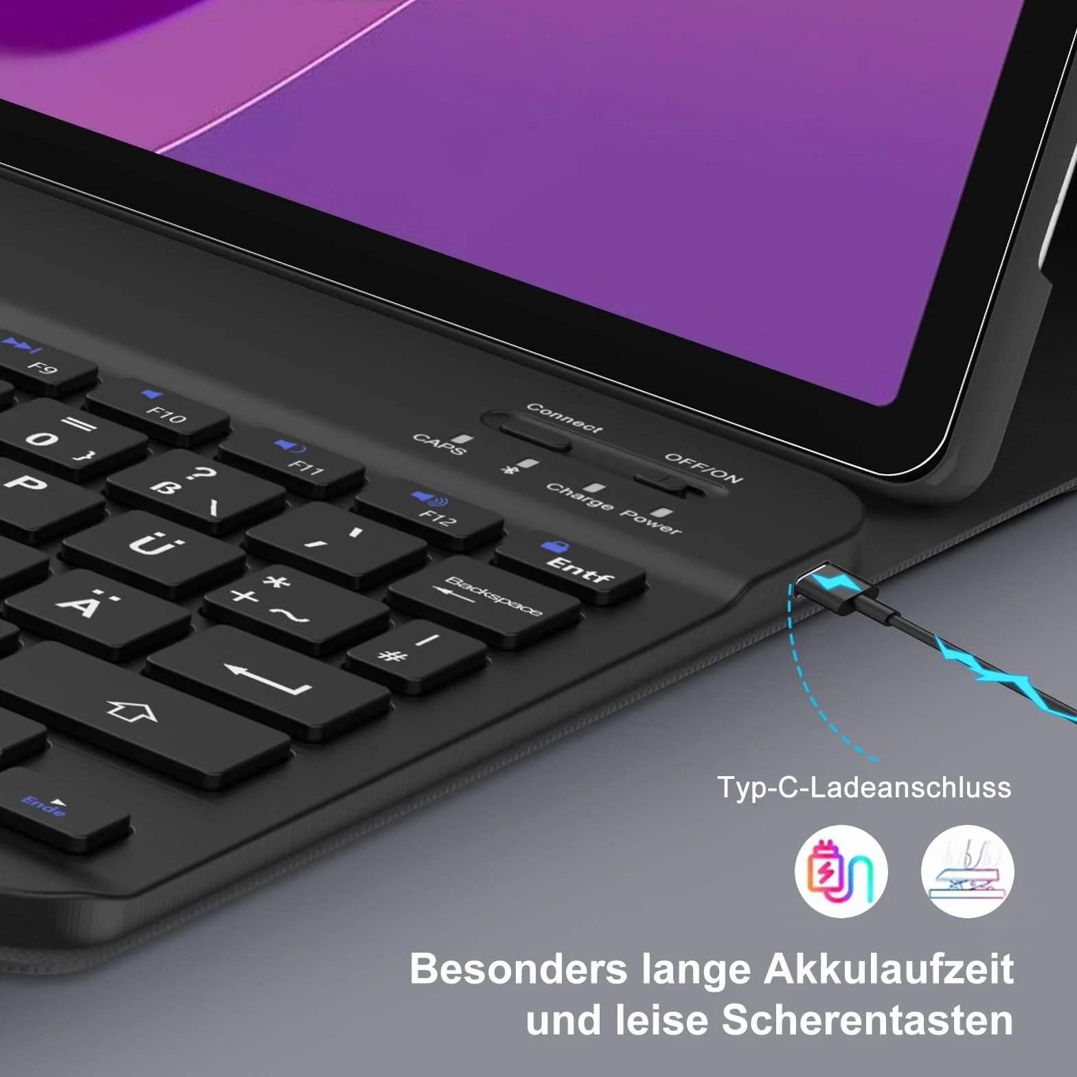 SENGBIRCH Etui na klawiaturę do Lenovo tab M11 2024 11 cali (TB330FU/TB330XU) - QWERTZ niemiecka klawiatura zdejmowana Bluetooth bezprzewodowa klawiatura do Lenovo tab M11 11 2024 cali, czarne