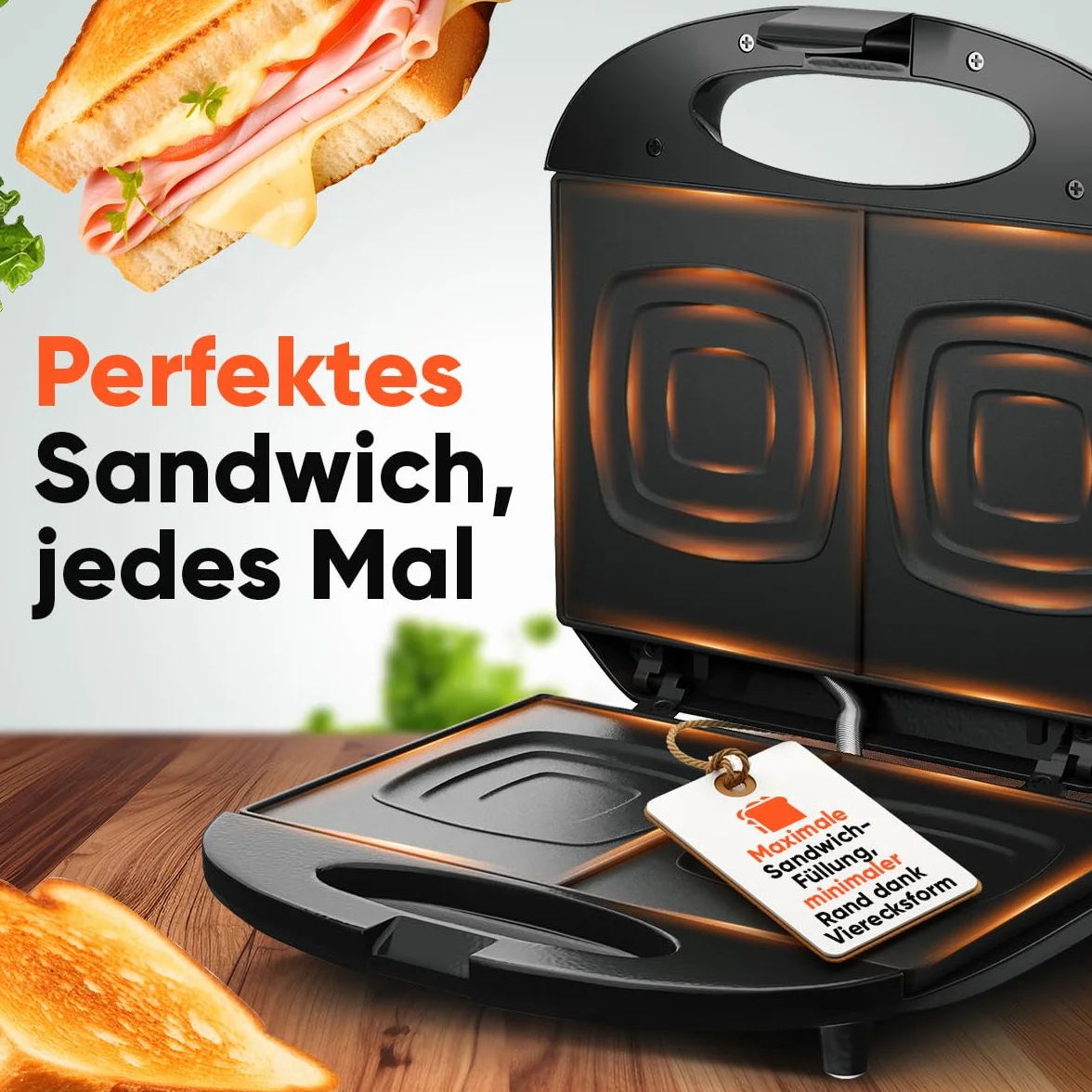 Bomann ST6074CB Urządzenie do pieczenia kanapek Croque-Monsieur czarne kwadratowe